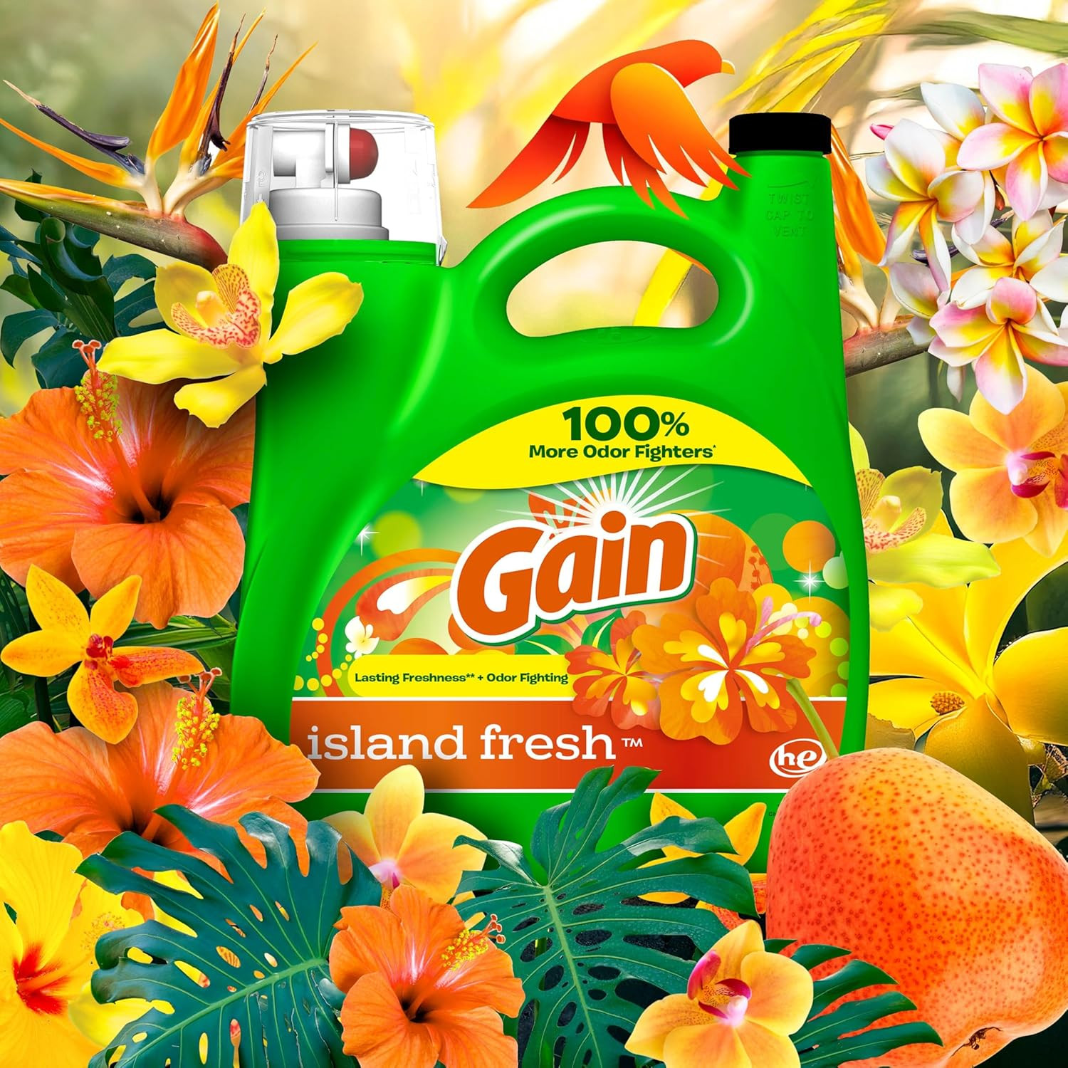 + Aroma Boost Liquid Laundry Detergent, Island Fresh Scent, 107 Loads, 154 Fl Oz