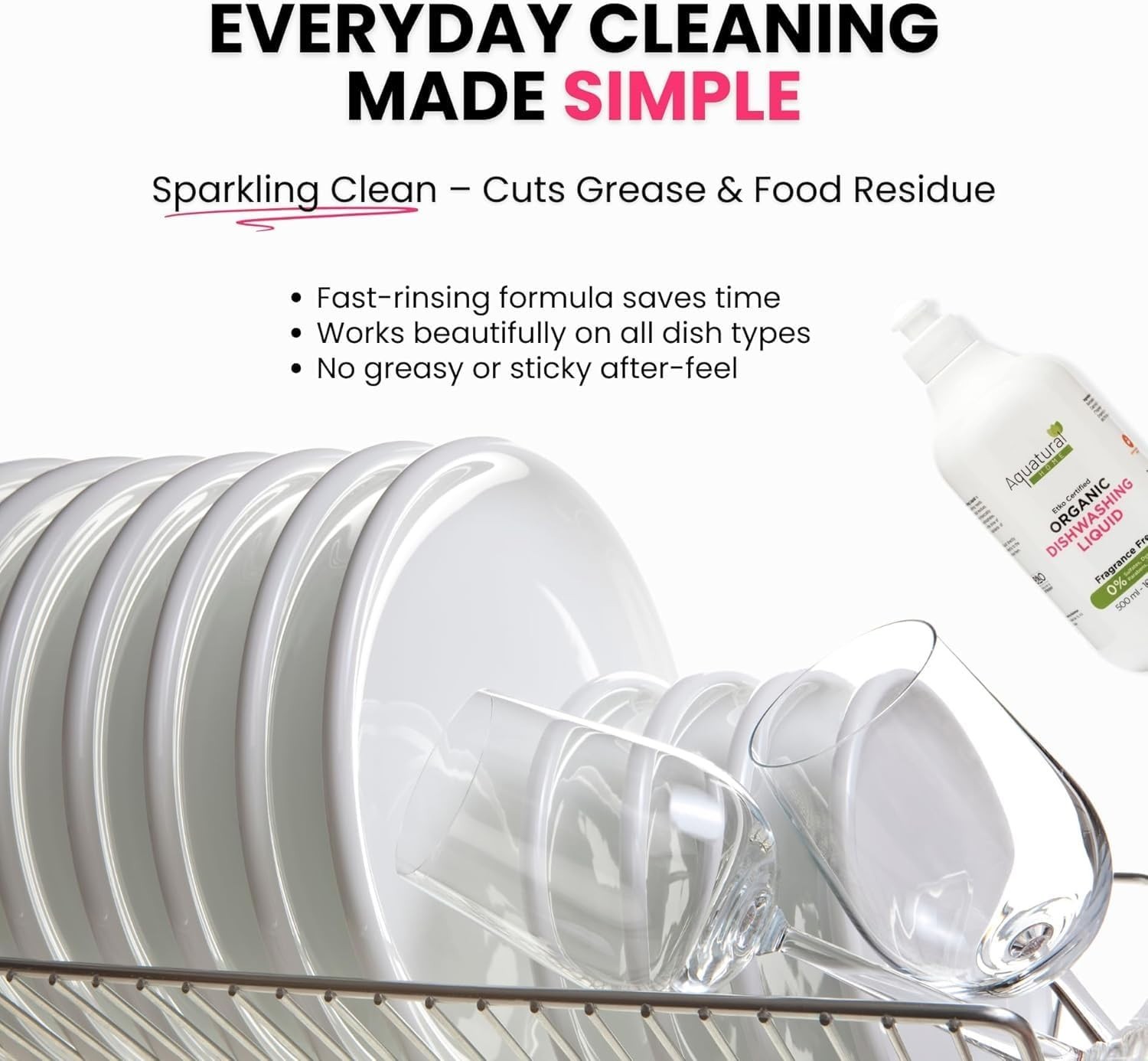 Organic Dishwashing Liquid 16.9 Fl Oz, Plant Based, Unscented, Sensitive Skin