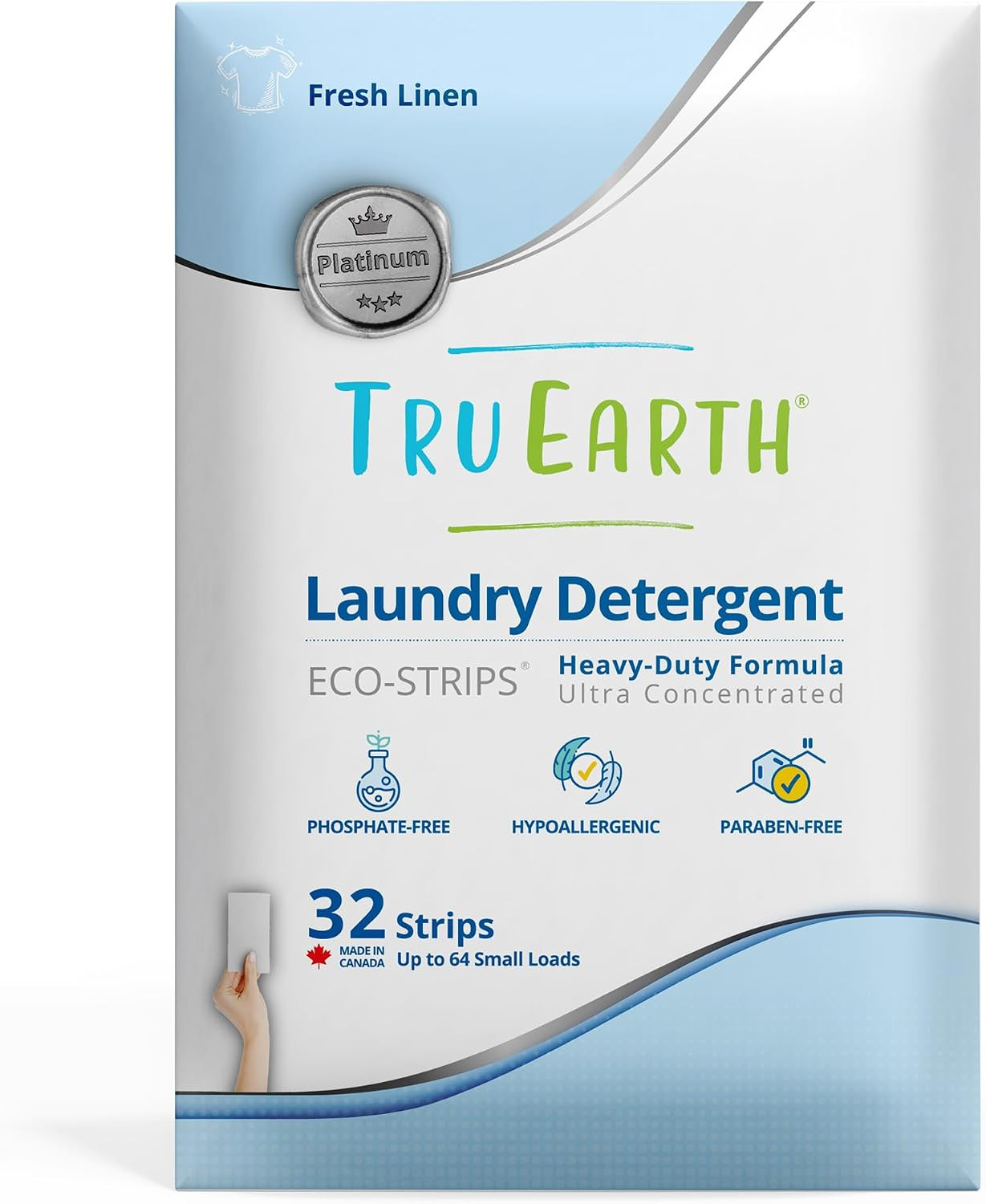 Tru Earth Platinum – Heavy Duty Laundry Detergent Sheets – up to 64 Loads (32 Co