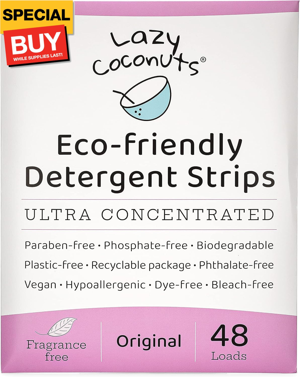 Eco Friendly, Plant Powered Laundry Detergent Strips – Fragrance Free, Unscented