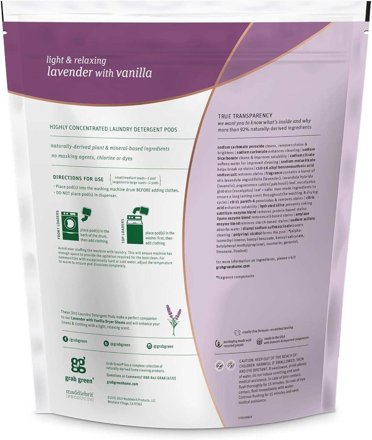 3in1 Laundry Detergent Pods 60 Count Lavender Vanilla Scent