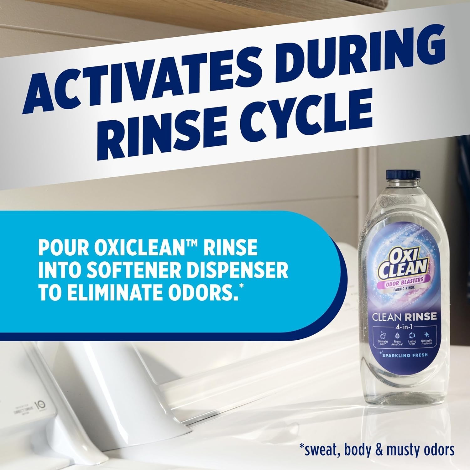 Odor Blasters Fabric Rinse, 4-in-1 Clean Rinse Formula, Laundry Additive and …
