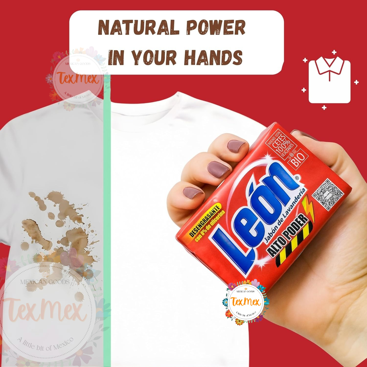 LEON Laundry Bar Soap 350g | Power Cleaning Detergent Bar, Tough Stain Remover