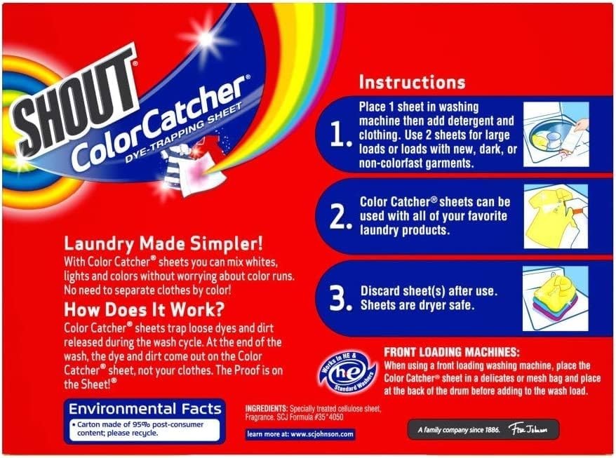 Shout Color Catchers 72 Count – Protect Clothing Colors & Save Laundry Time