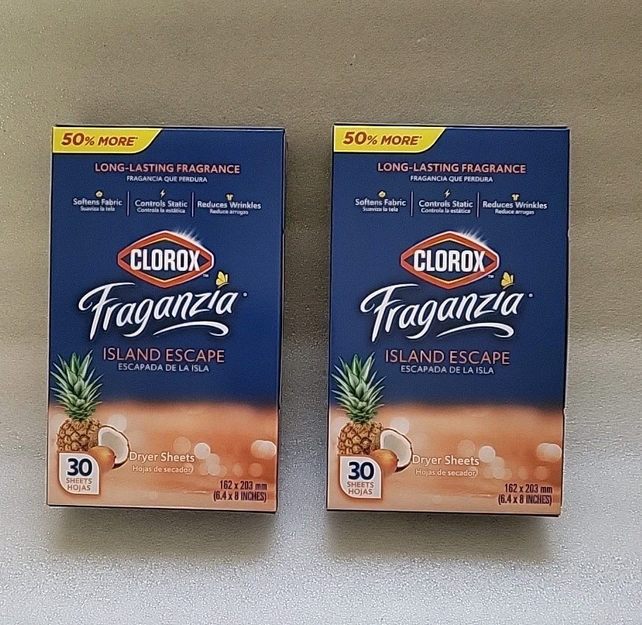 Clorox Fraganzia Dryer Sheets in Island Escape Scent 30 Sheets Sealed