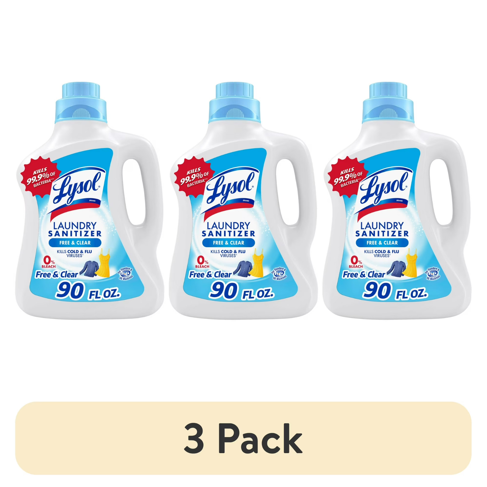 3P Lysol Laundry Sanitizer Additive Sanitizing Liquid for Clothes Linens, 90 oz