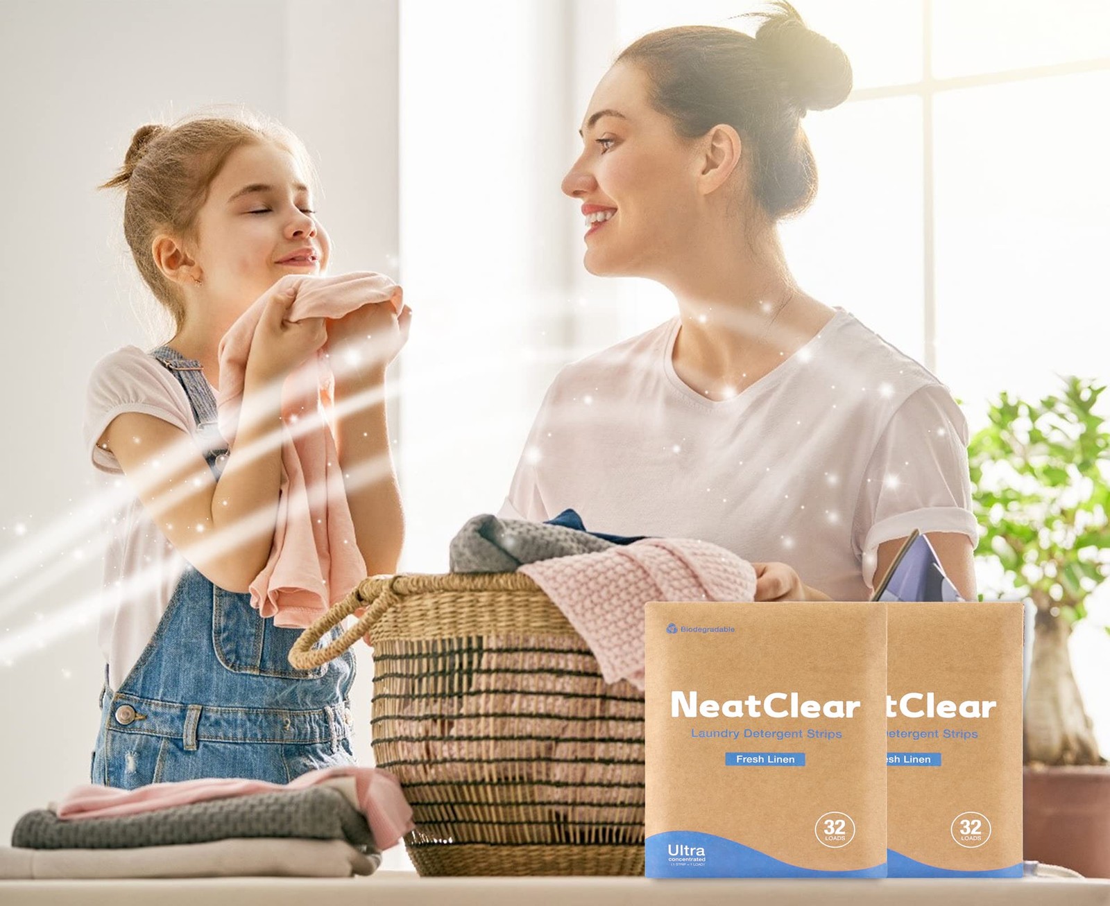 Travel Size EcoFriendly Laundry Detergent Sheets – Fresh Linen Scent, 32 Loads