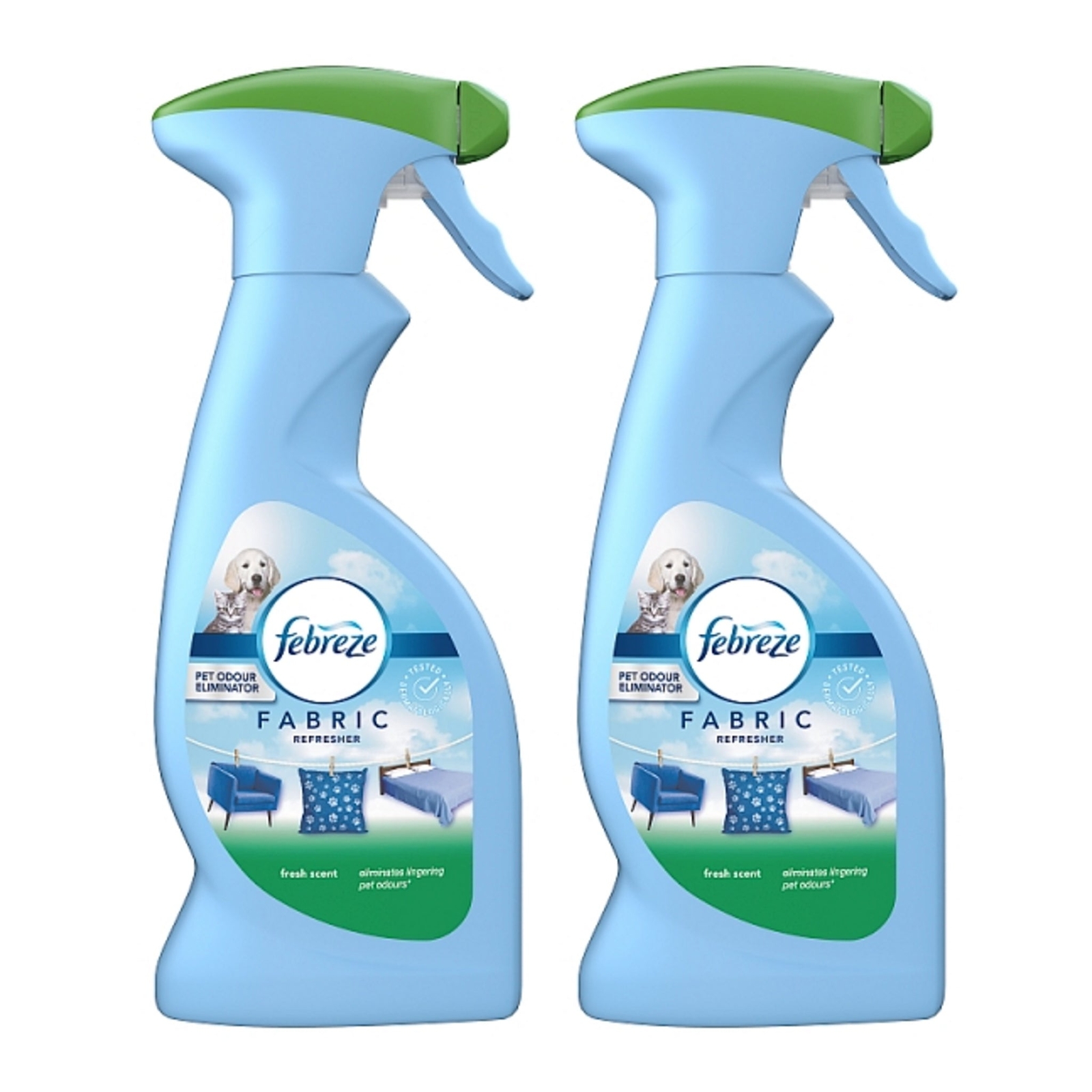 Febreze Fabric Refresher Pet Odour Eliminator – Fresh Scent, 375 ml (Pack of 2)