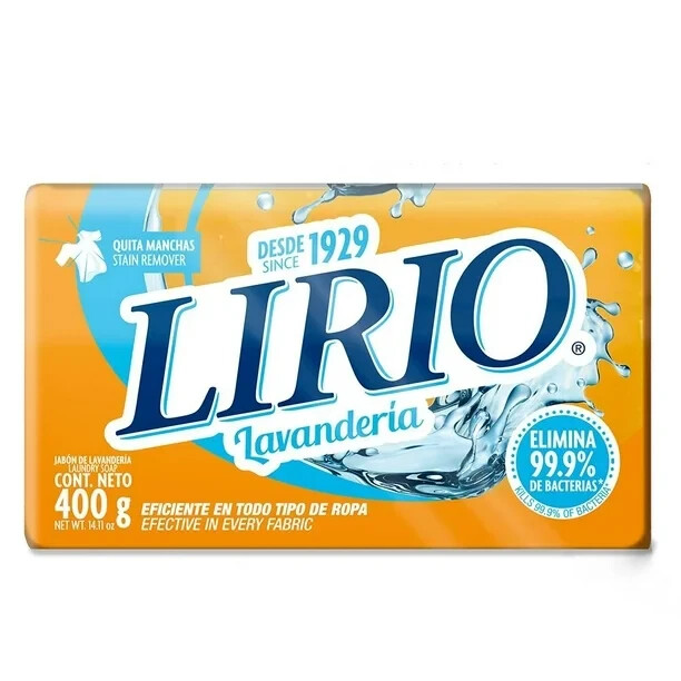 12 X LIRIO JABON DE LAVANDERIA / LAUNDRY BAR SOAPS 400g each