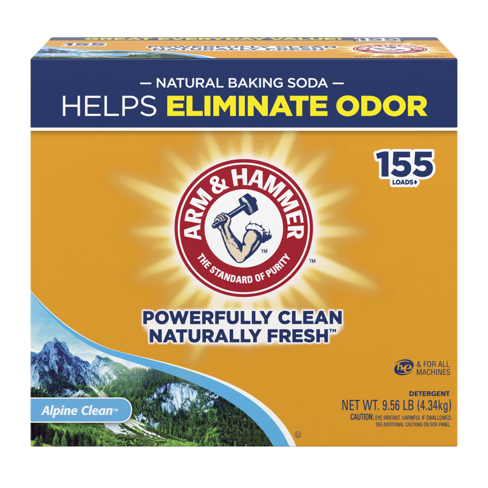 3 pack ARM & HAMMER Powder Laundry Detergent Alpine Clean 9.56 lb 155 Loads