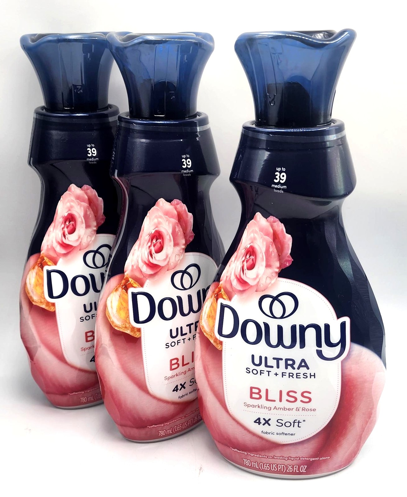 3 Downy ULTRA BLISS Sparking Amber & Rose Fabric Conditioner Softener 26 oz Ea