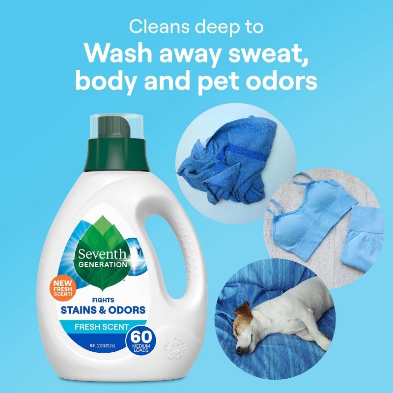 Laundry Detergent 60 Loads Fresh Scent 90oz: No Phosphate, No Animal By-Product