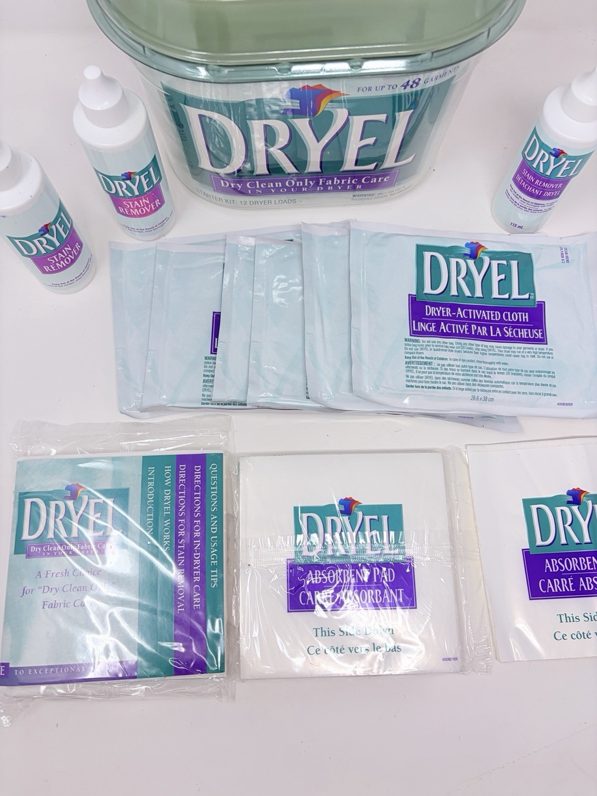 Dryel Kit Refill 12 Cloths Absorbent Pads Stain Remover Lot