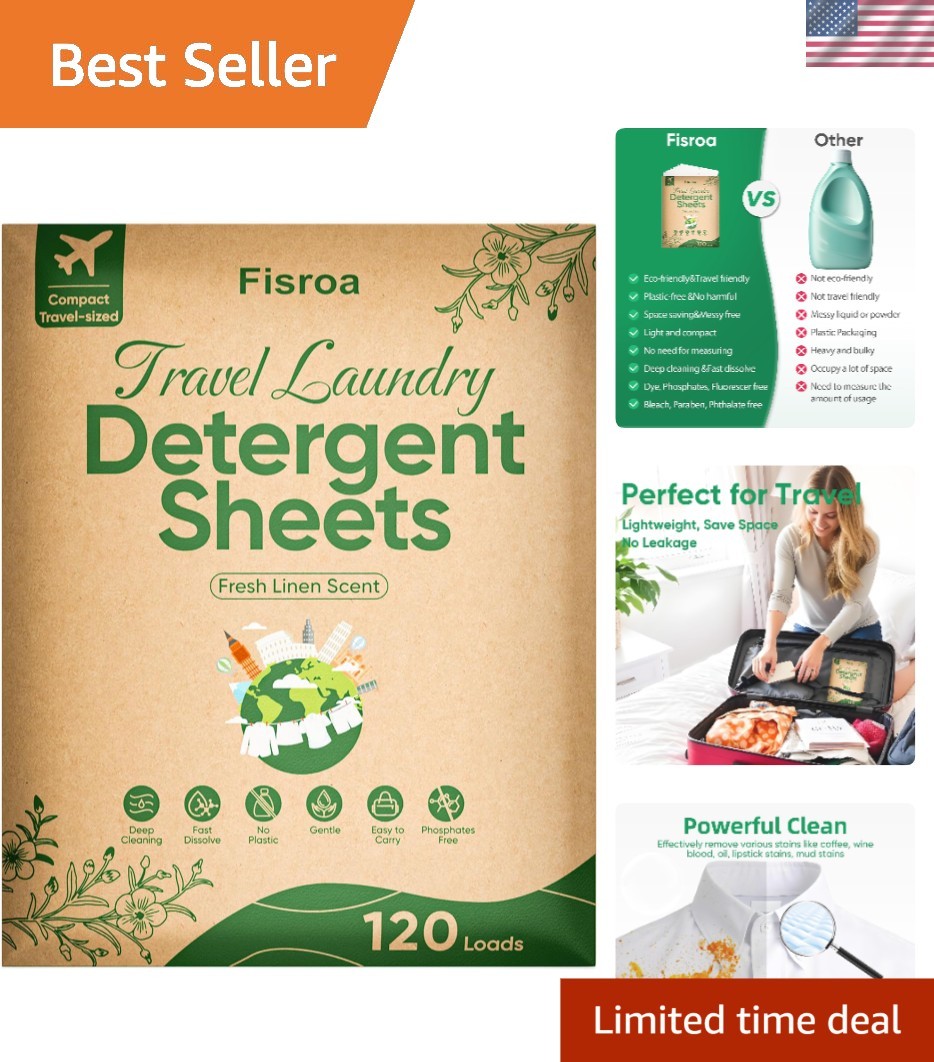 Compact 60 Count Eco-Friendly Washing Detergent Sheets for Travel & Home