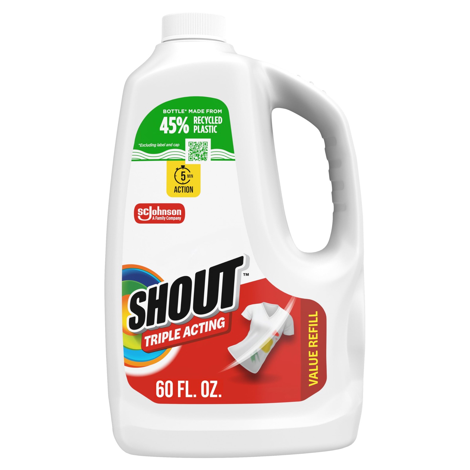 Shout Triple-Acting Laundry Stain Remover for 60 Fl Oz (Pack of 1), Multi
