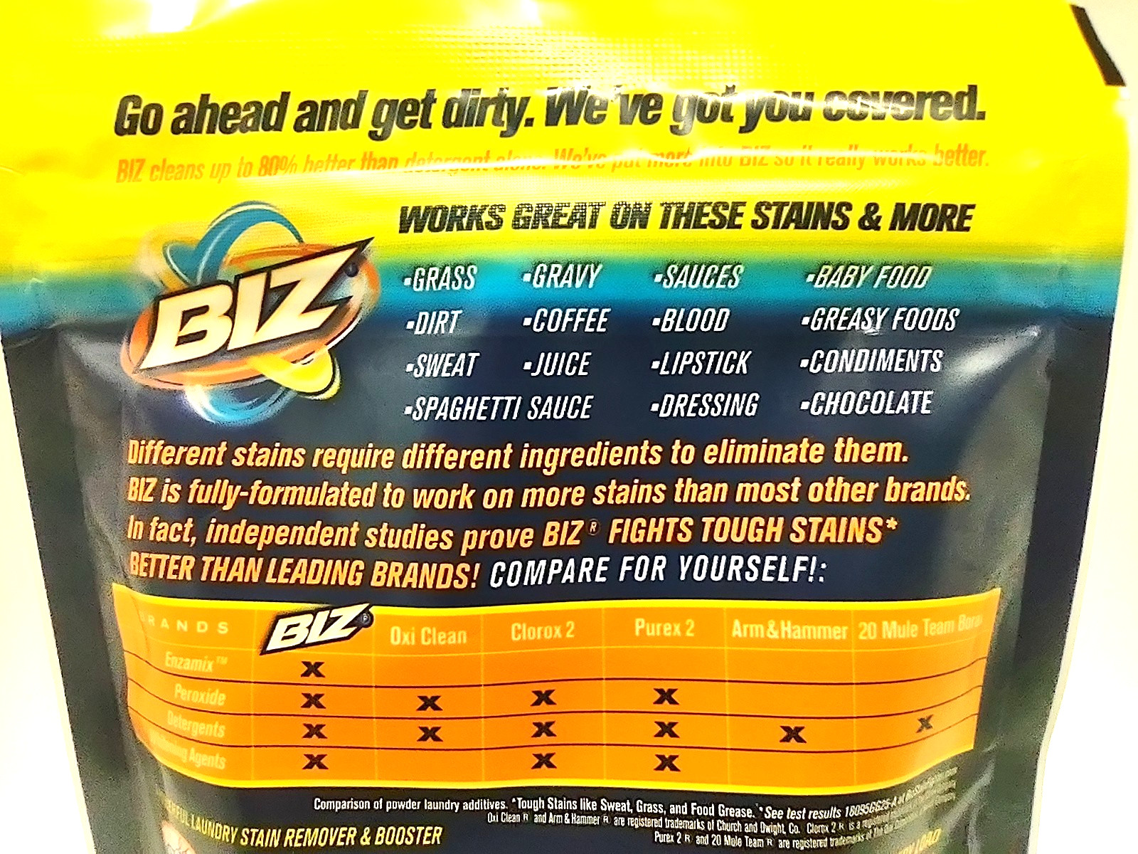 (3 PACK)- BIZ Stain & Odor Eliminator Powder Detergent Laundry Booster 8 Oz Each