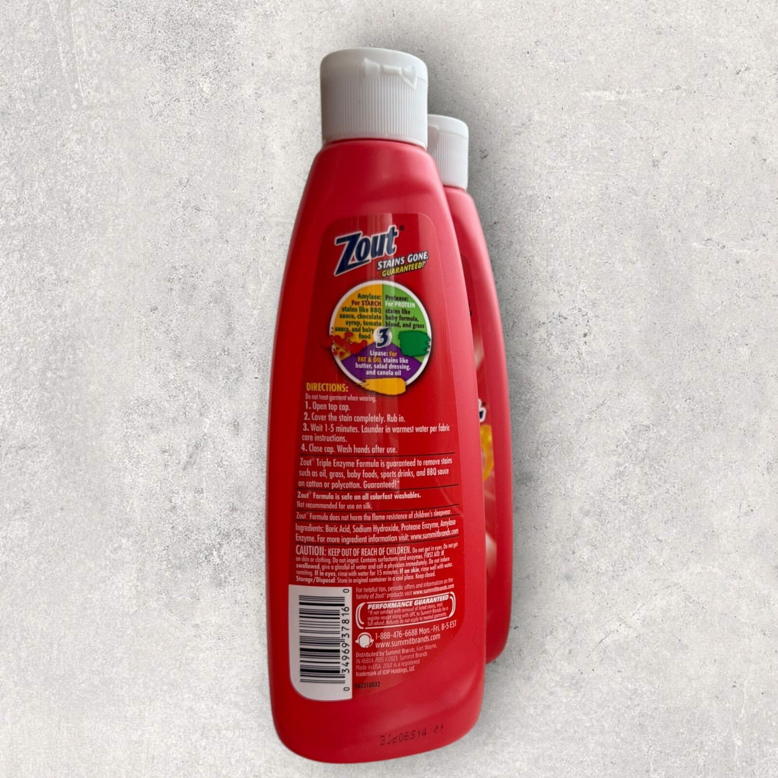 2 x Zout Triple Enzyme Stain Remover Laundry Amylase, Protease, and Lipase 12oz