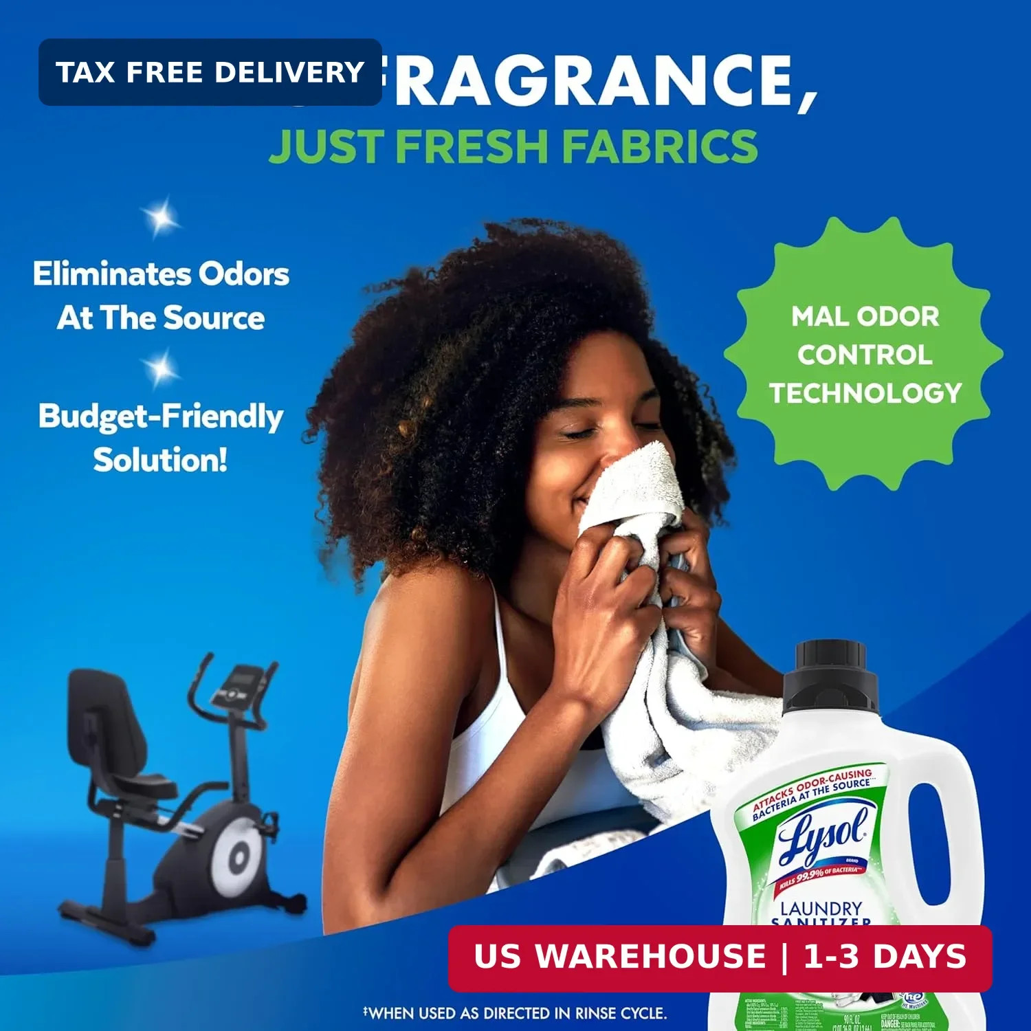Tough Odor Eliminator Laundry Sanitizer Additive, Sanitizing Liquid for Gy
