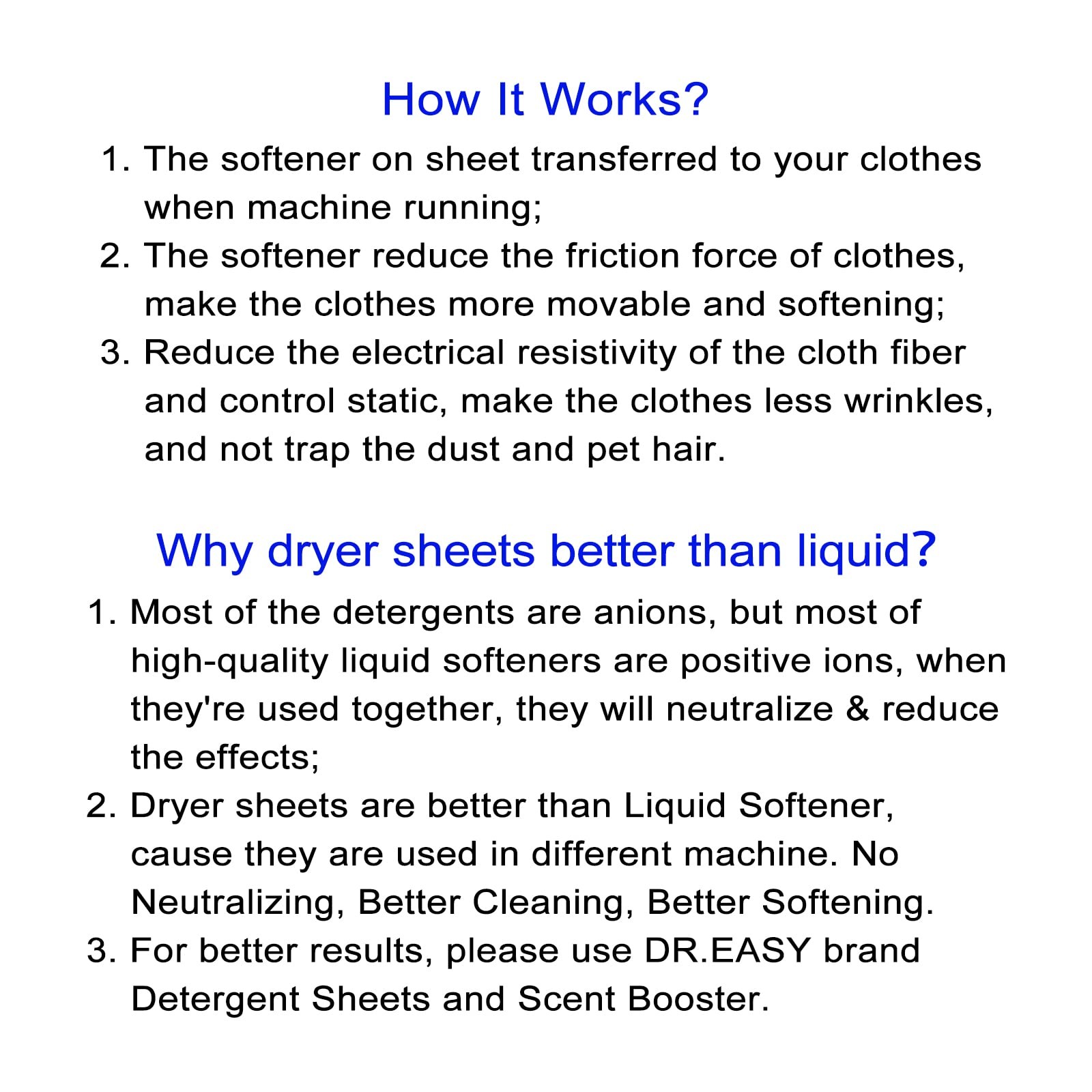 Dr.Easy Dryer Sheets & Clear Plant Based all ingredients for Sensitive Skin 1…