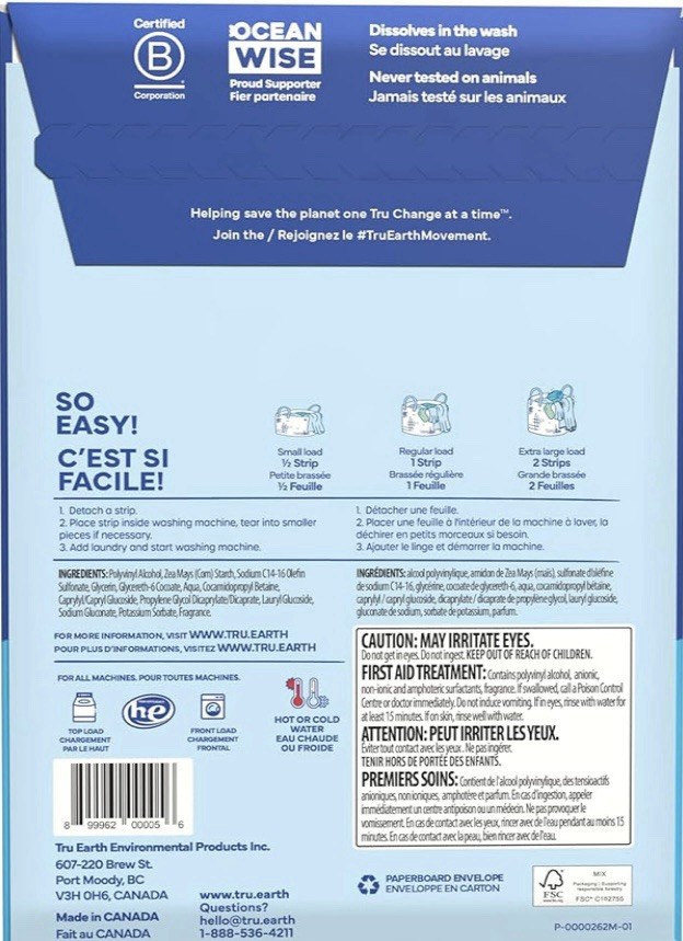Tru Earth Laundry Detergent Sheets, 64 Count, Up to 128 Loads