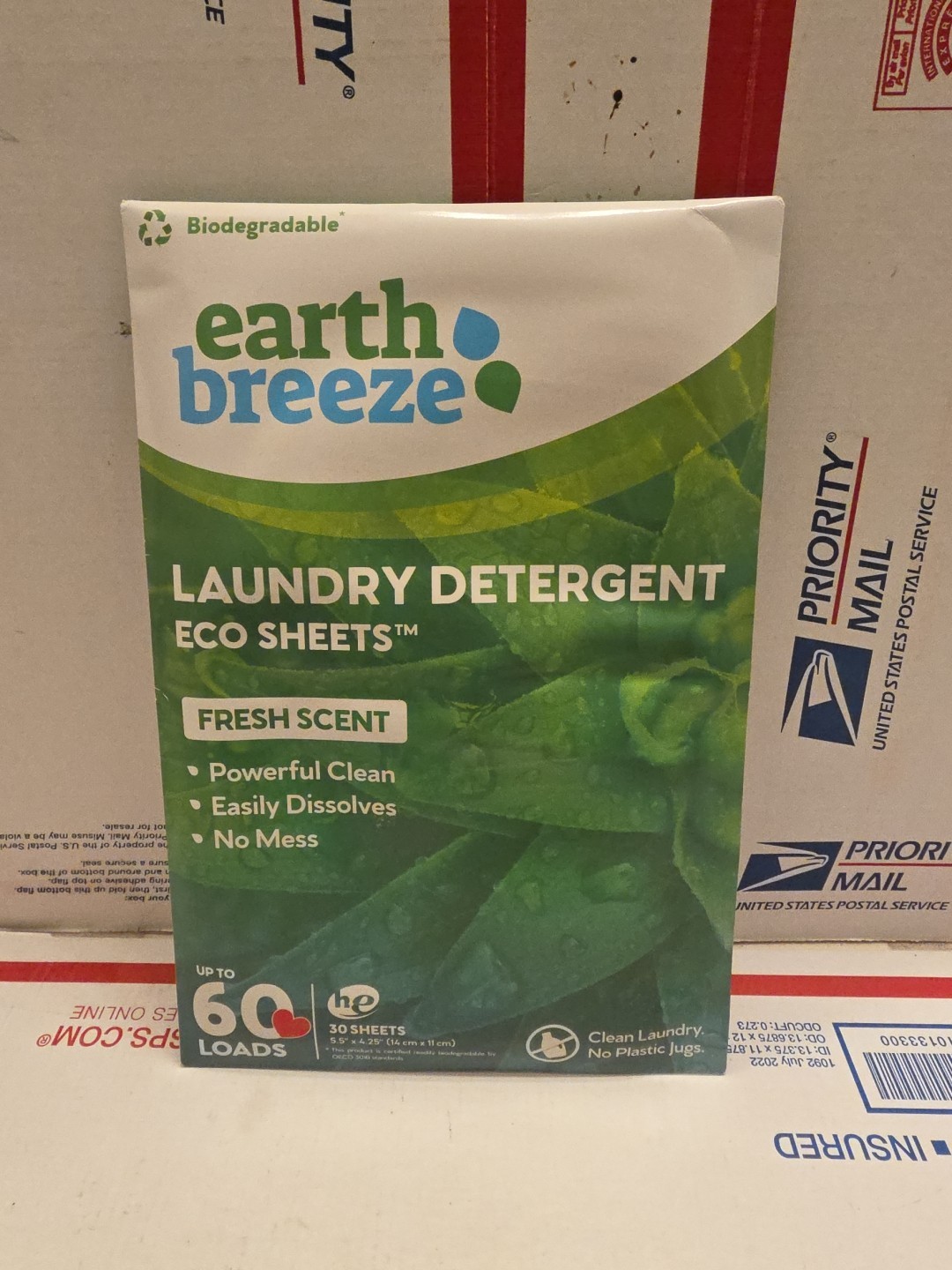 Earth Breeze Laundry Detergent Eco Sheets 30 Sheets Fresh Scent Up To 60 Loads