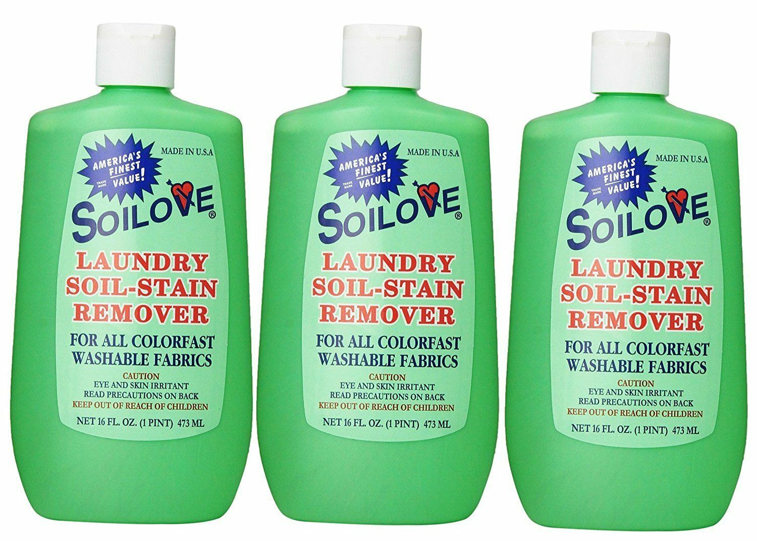 Soilove Laundry Soil-Stain Remover 16 OZ Fast Free Shipping Made in USA (3pk)