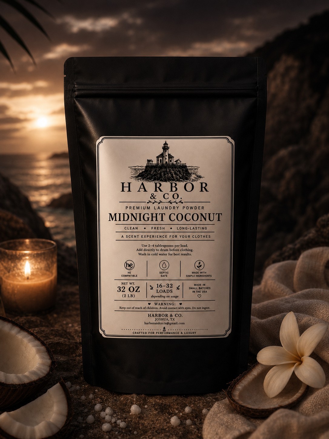 Harbor & Co. Luxury Laundry Powder – Midnight Coconut