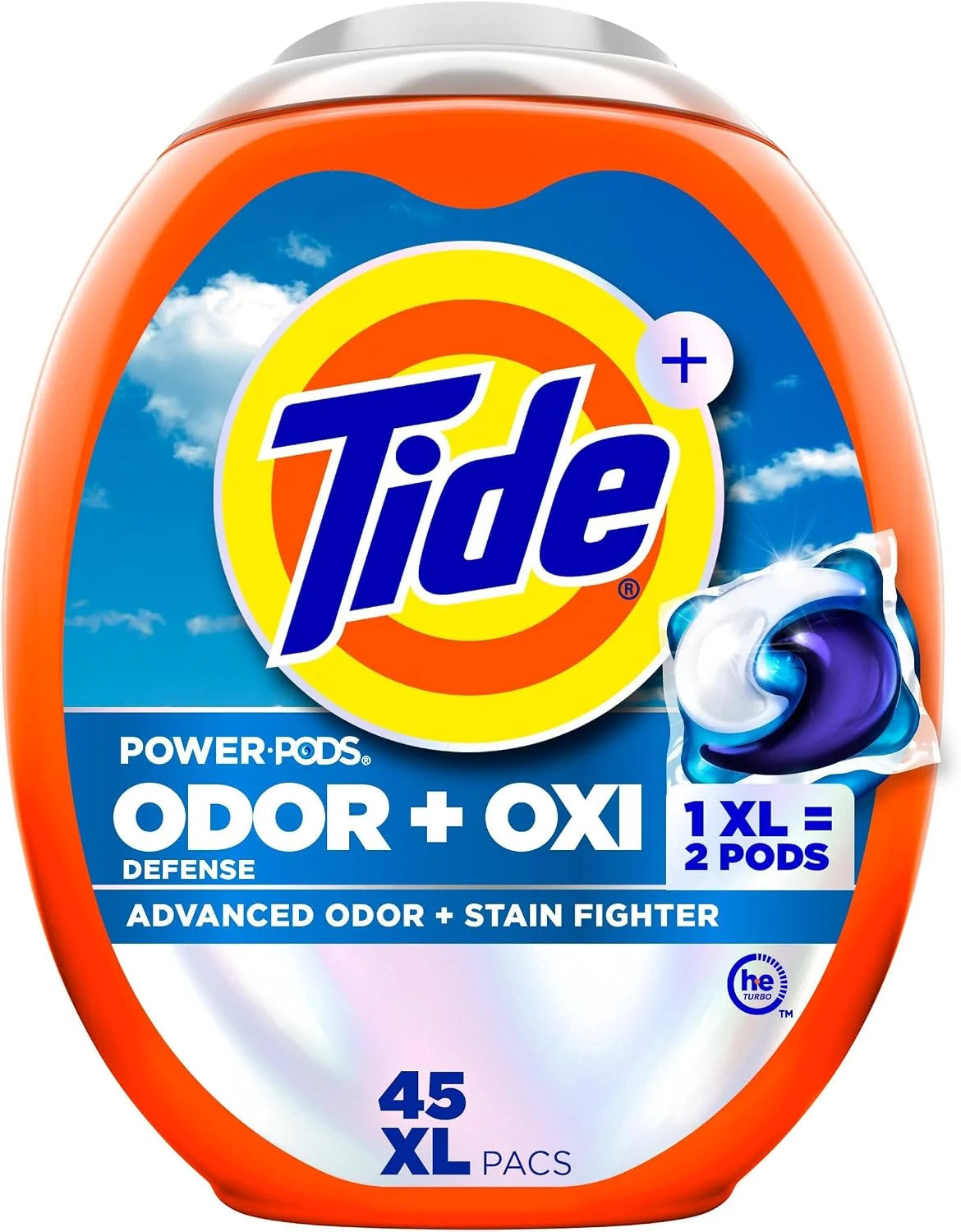 Odor Defense + Oxi Laundry Detergent Pacs, Original Scent, 45 Count, Advanc
