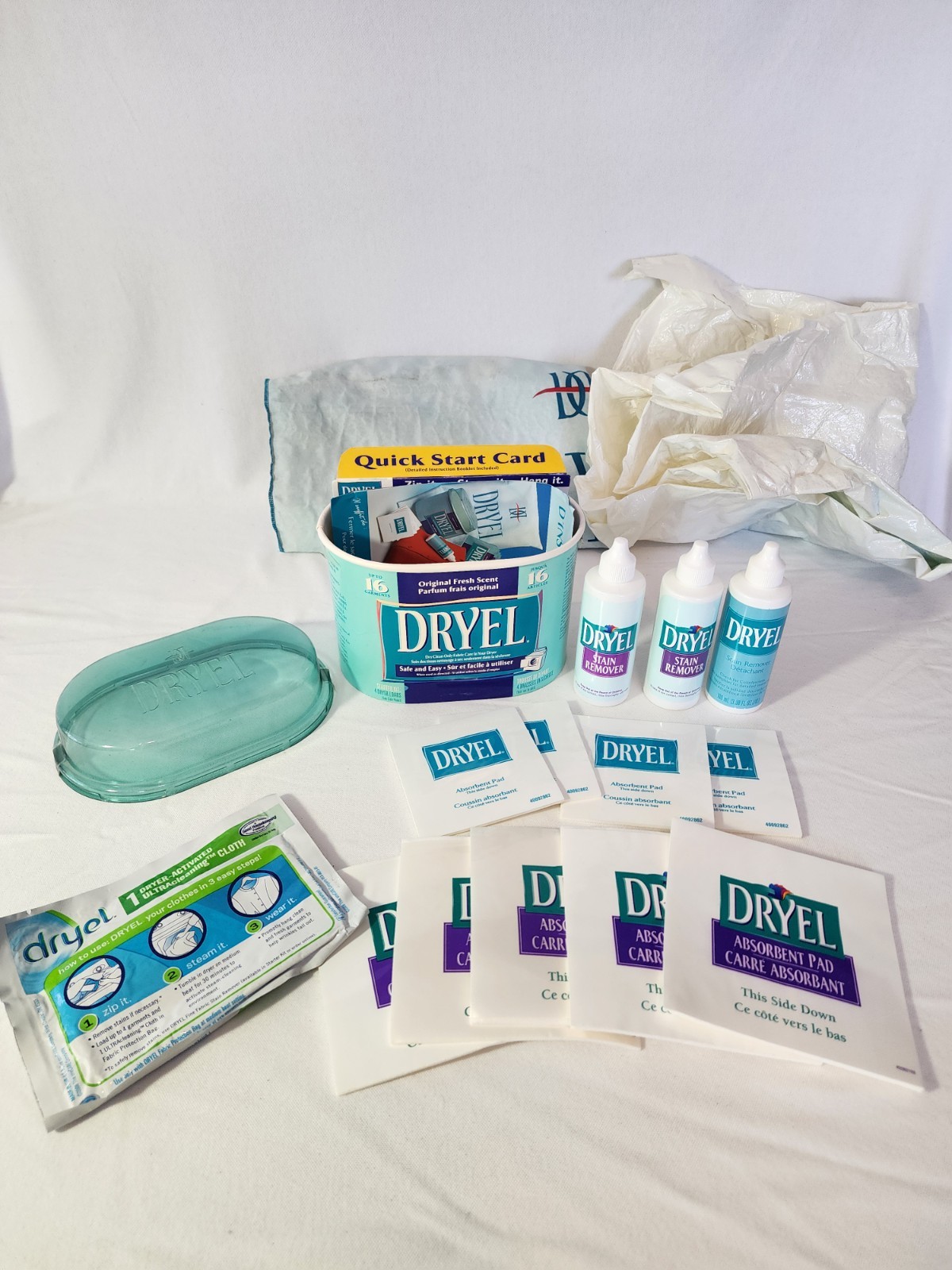 Dryel Starter Kit Lot Dry Clean At Home Original Scent w/ Bags, 10 Cloths