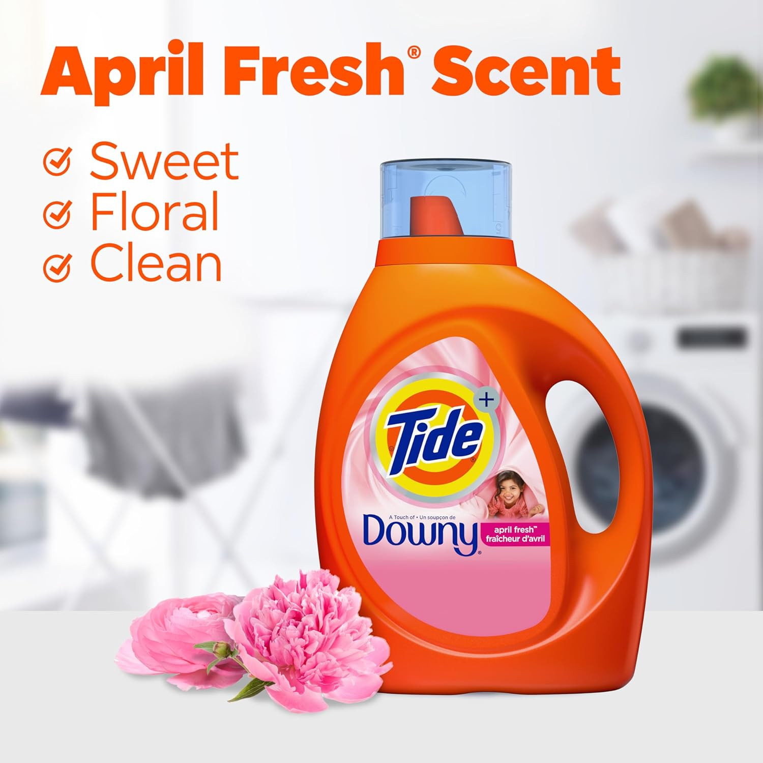 Tide with Downy Liquid Laundry Detergent Soap, High Efficiency (HE), April Fresh