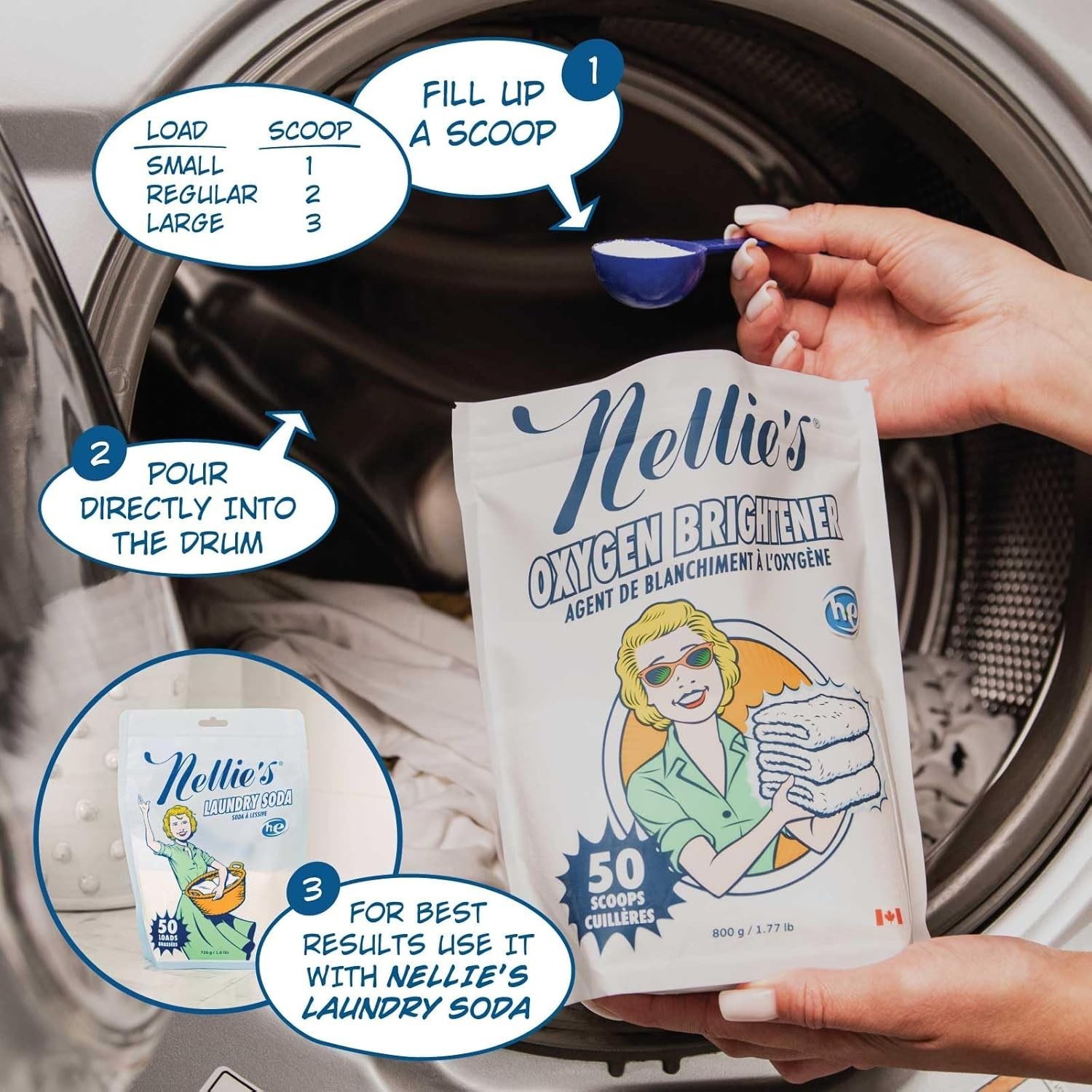 Nellie’s 28.32oz Oxygen Brightener – Effective, Natural Laundry Stain Remover