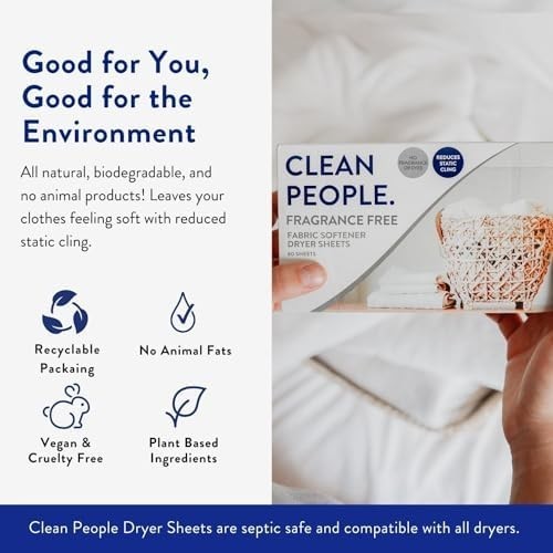 The Clean People Fragrance Free Fabric Softener Dryer Sheets Vegan 120 Pack
