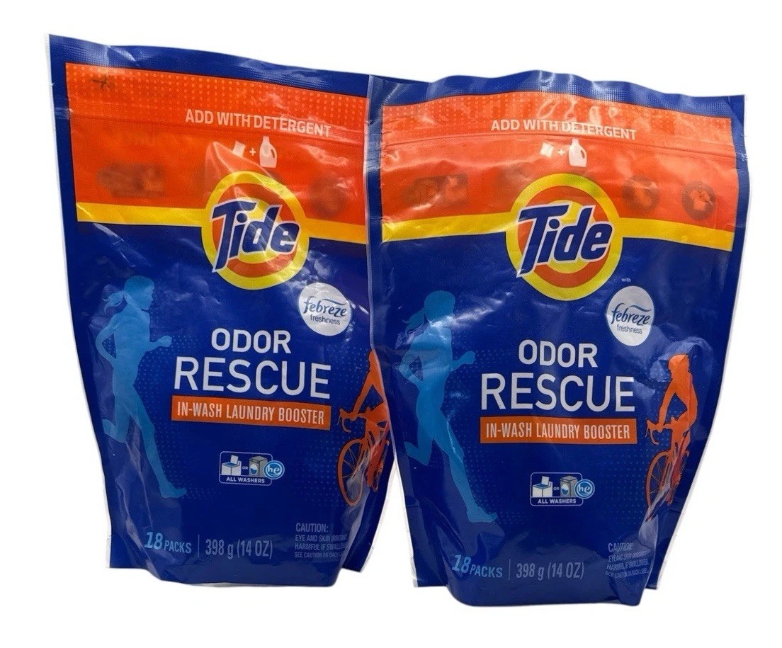 2x Tide Odor Rescue In-Wash Laundry Booster 18 Count 14 oz Febreze HTF