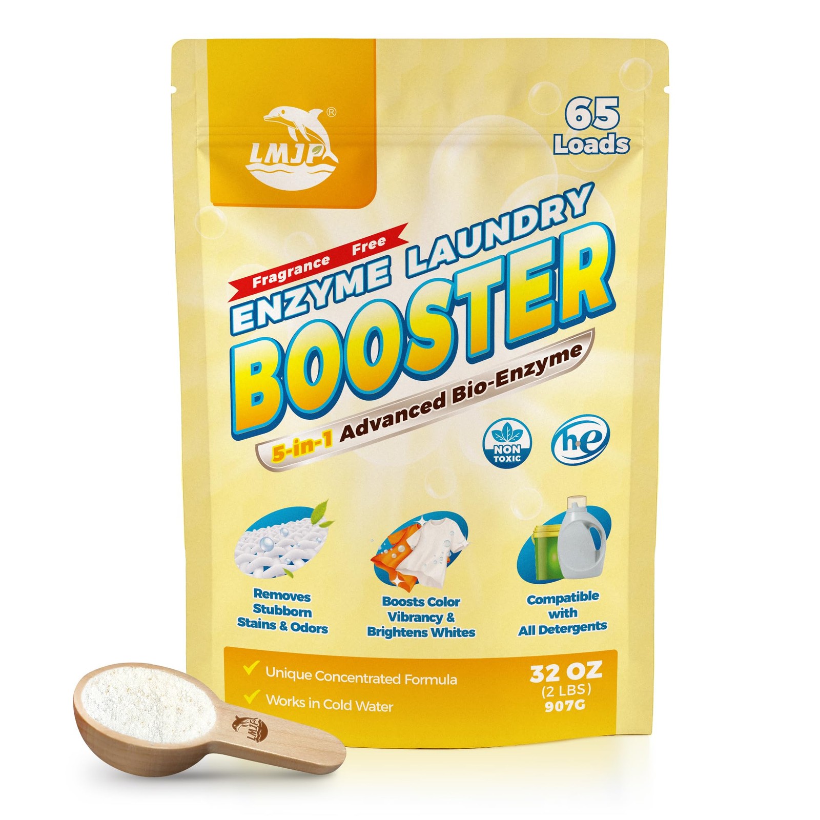 LMJP Bio-Enzyme Oxygen Laundry Booster Powder, Brightens 32 Ounce (Pack of 1)