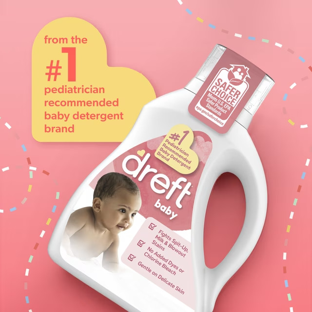 Dreft Baby Liquid Laundry Detergent, City Flower Baby Scent, 84 Fl Oz, 64 Loads