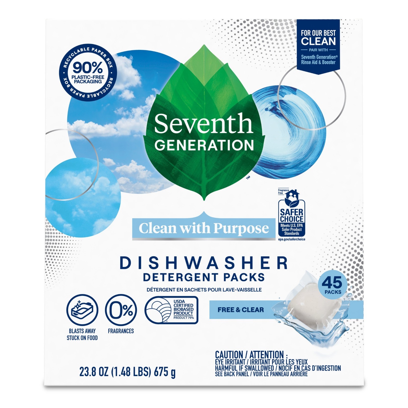 (2 pack) Seventh Generation Dishwasher Detergent Packs for sparkling dishes Fre