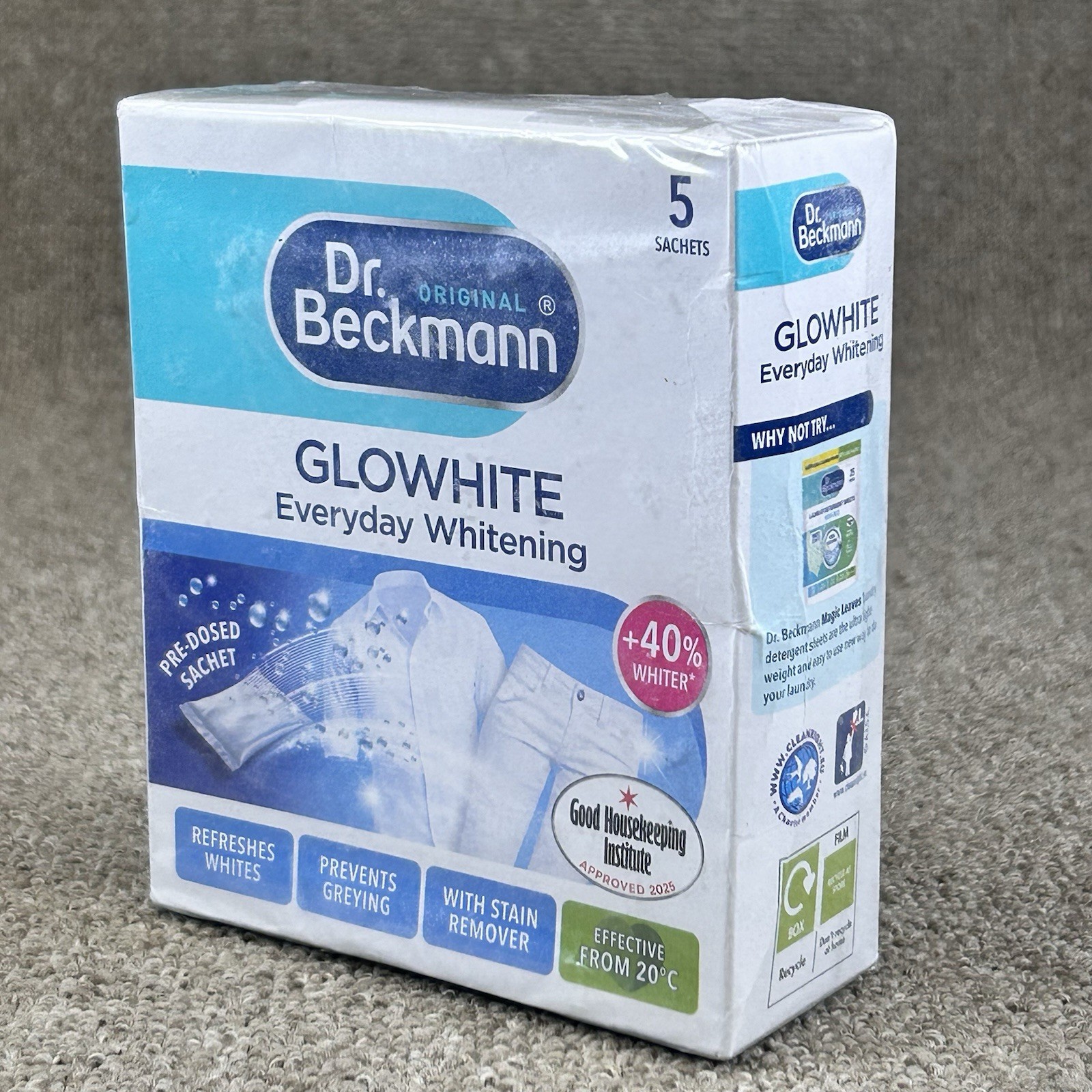 Dr.Beckmann Glowhite 5 x 40g Sachets Pack of 5 Refresh Whites/Stain Remover