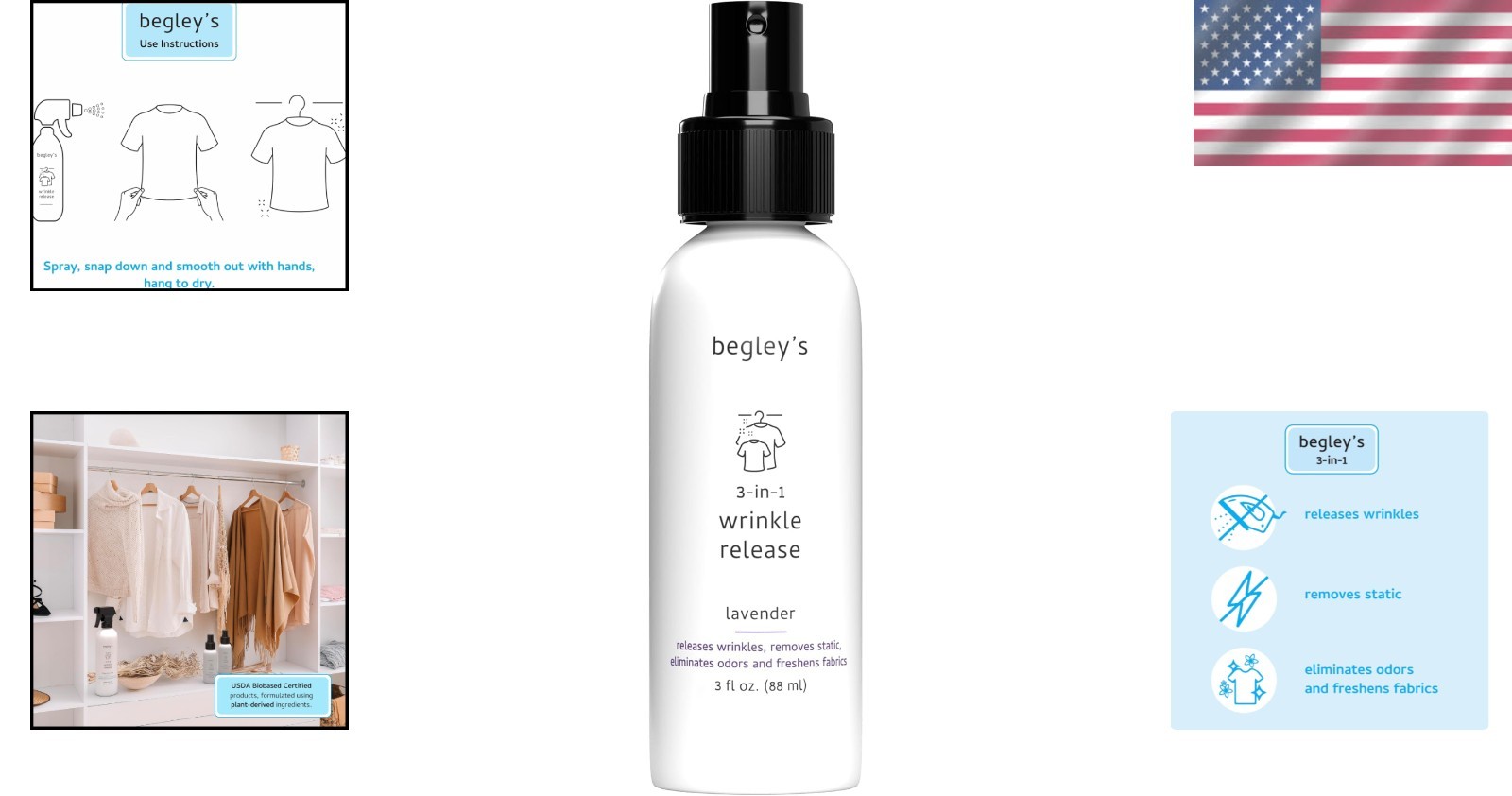 Cruelty-Free Lavender Wrinkle Remover Spray – Quick Fix (3 oz Travel Size)