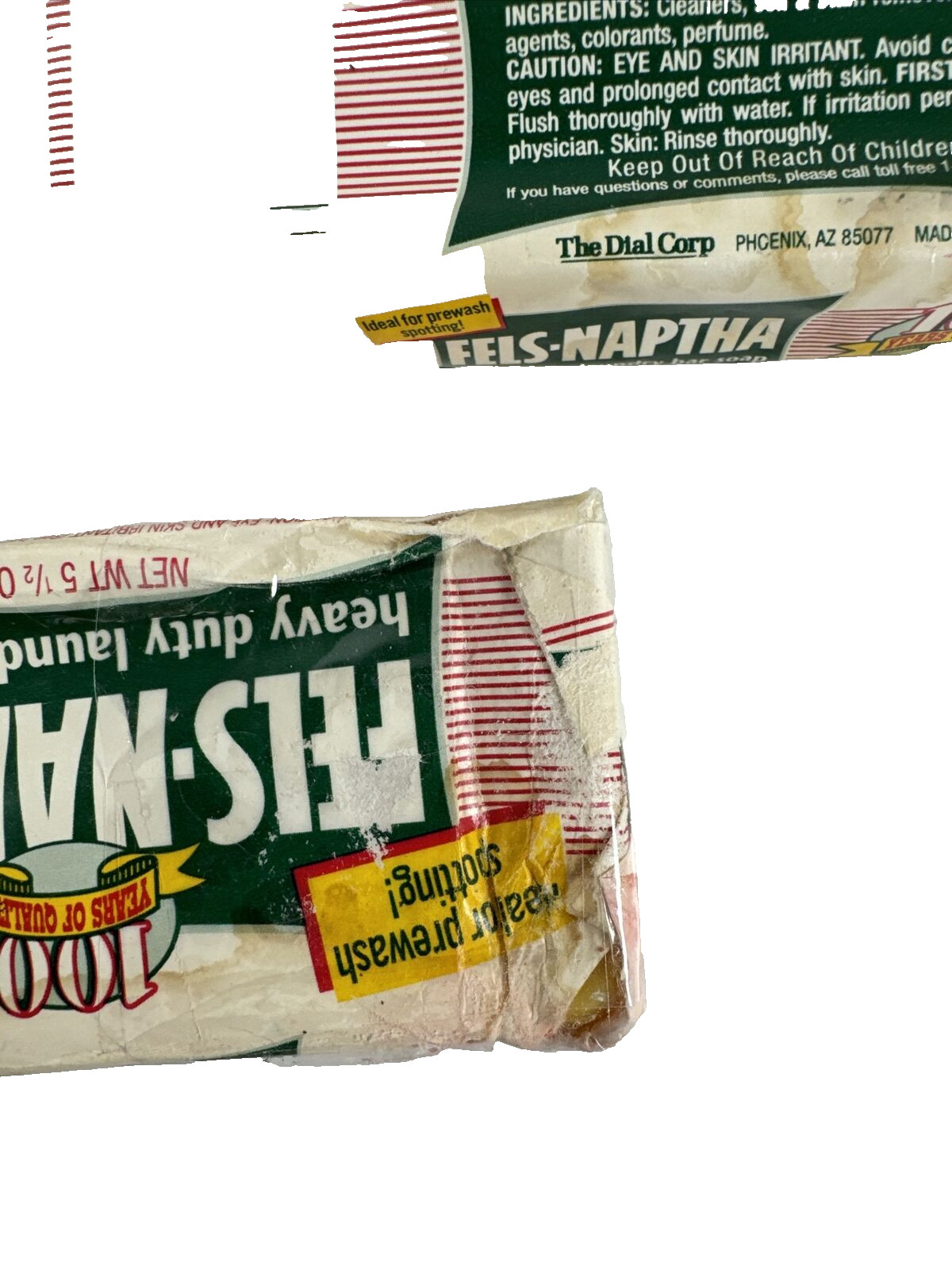3X VINTAGE Fels-Naptha Laundry Bar Stain Remover 5-1/2 oz. Bars PACKAGE DAMAGE