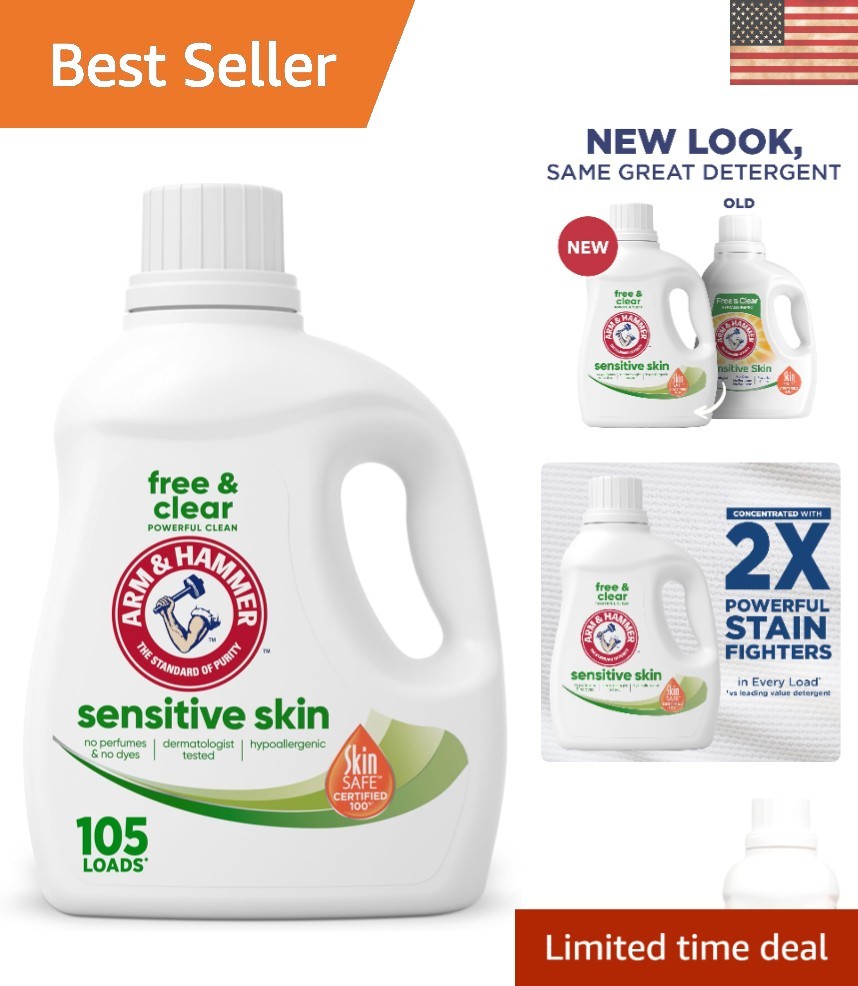 Sensitive Skin Free & Clear Liquid Laundry Detergent | 105 Loads, Dye-Free