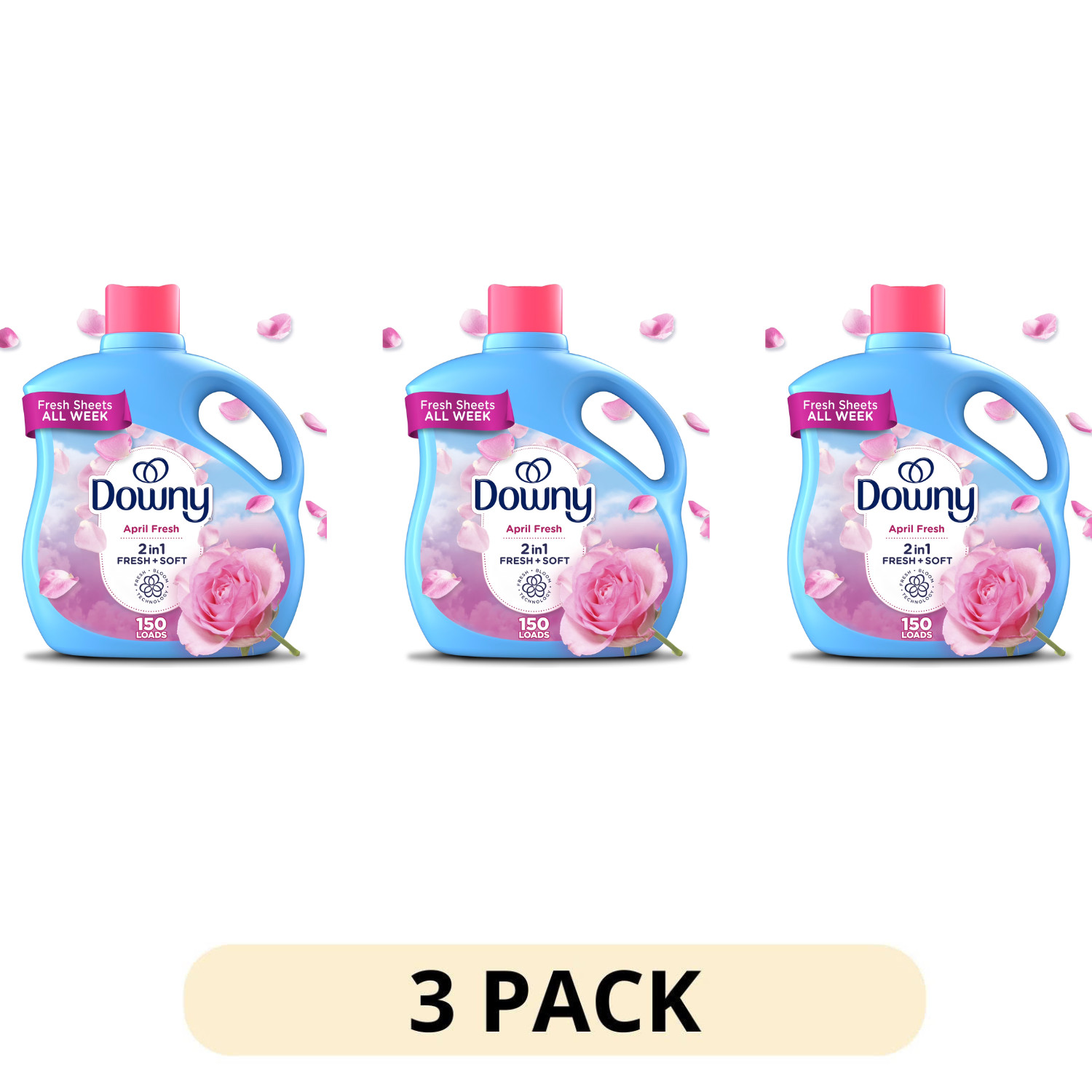 3 Pack Downy Liquid Fabric Softener, April Fresh Scent, 111 fl oz, 150 Loads
