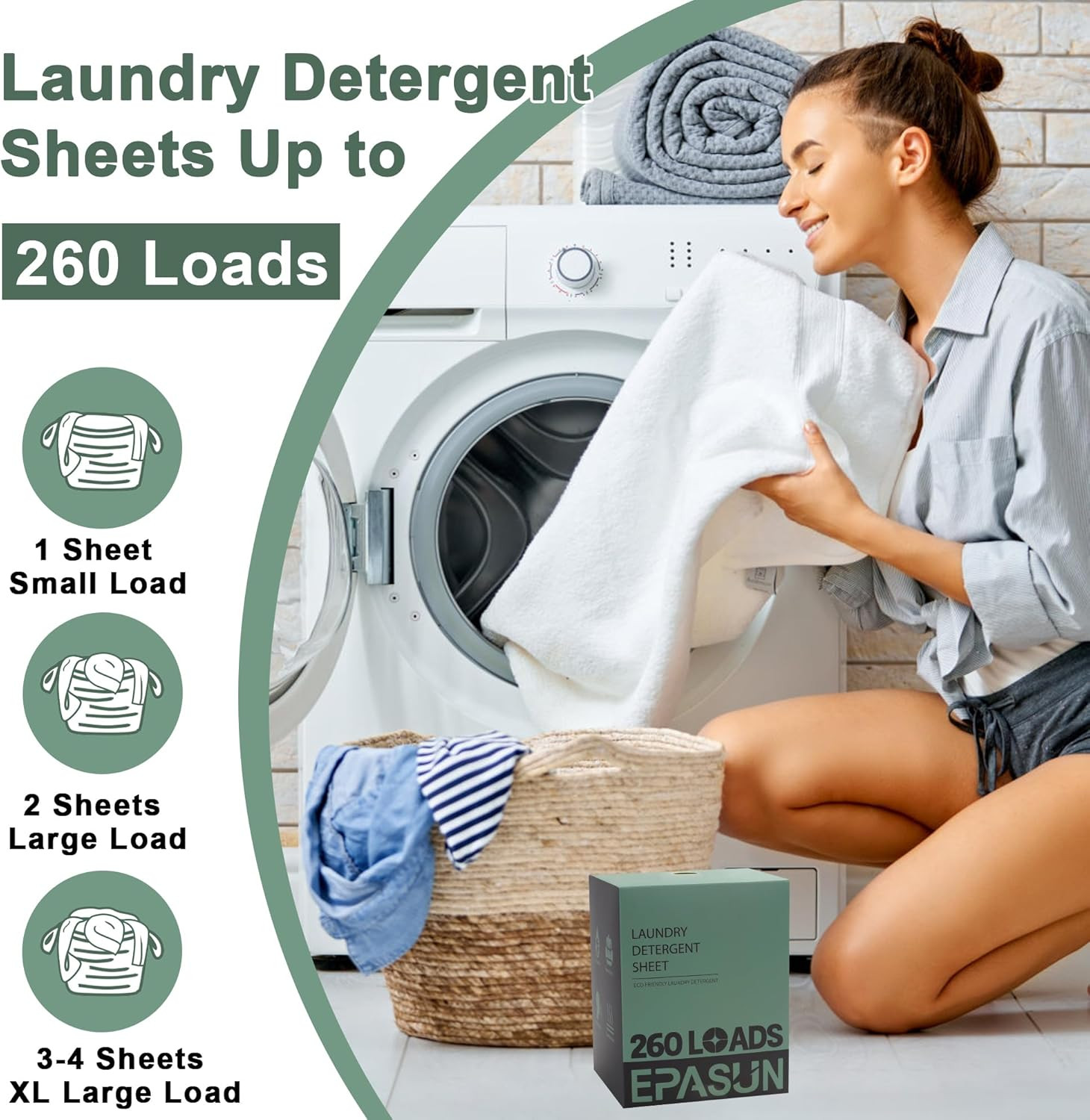 Laundry Detergent Sheets 260 Loads, Fresh Scent, Eco-Friendly Liquidless Soap St