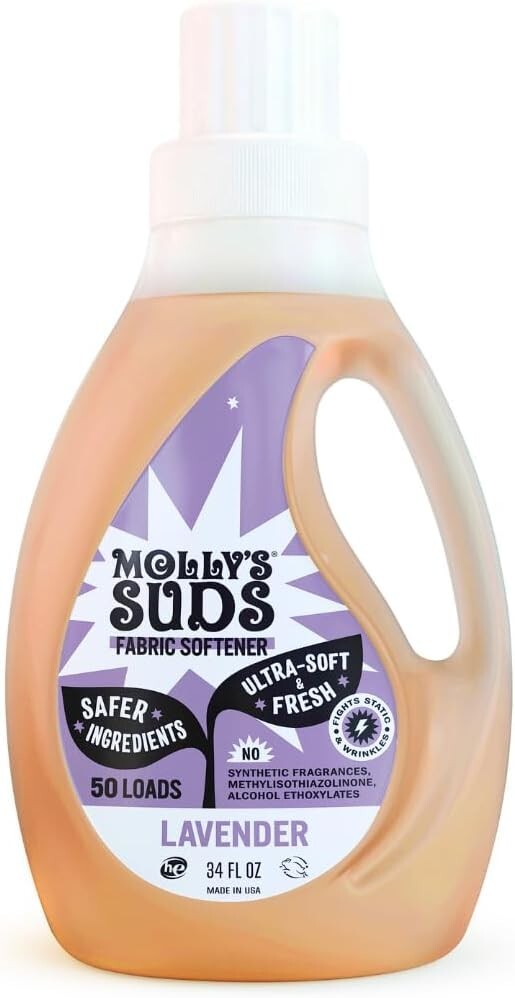 Molly’s Suds Lavender Fabric Softener for Sensitive Skin | 34 Fl Oz, 50 Loads