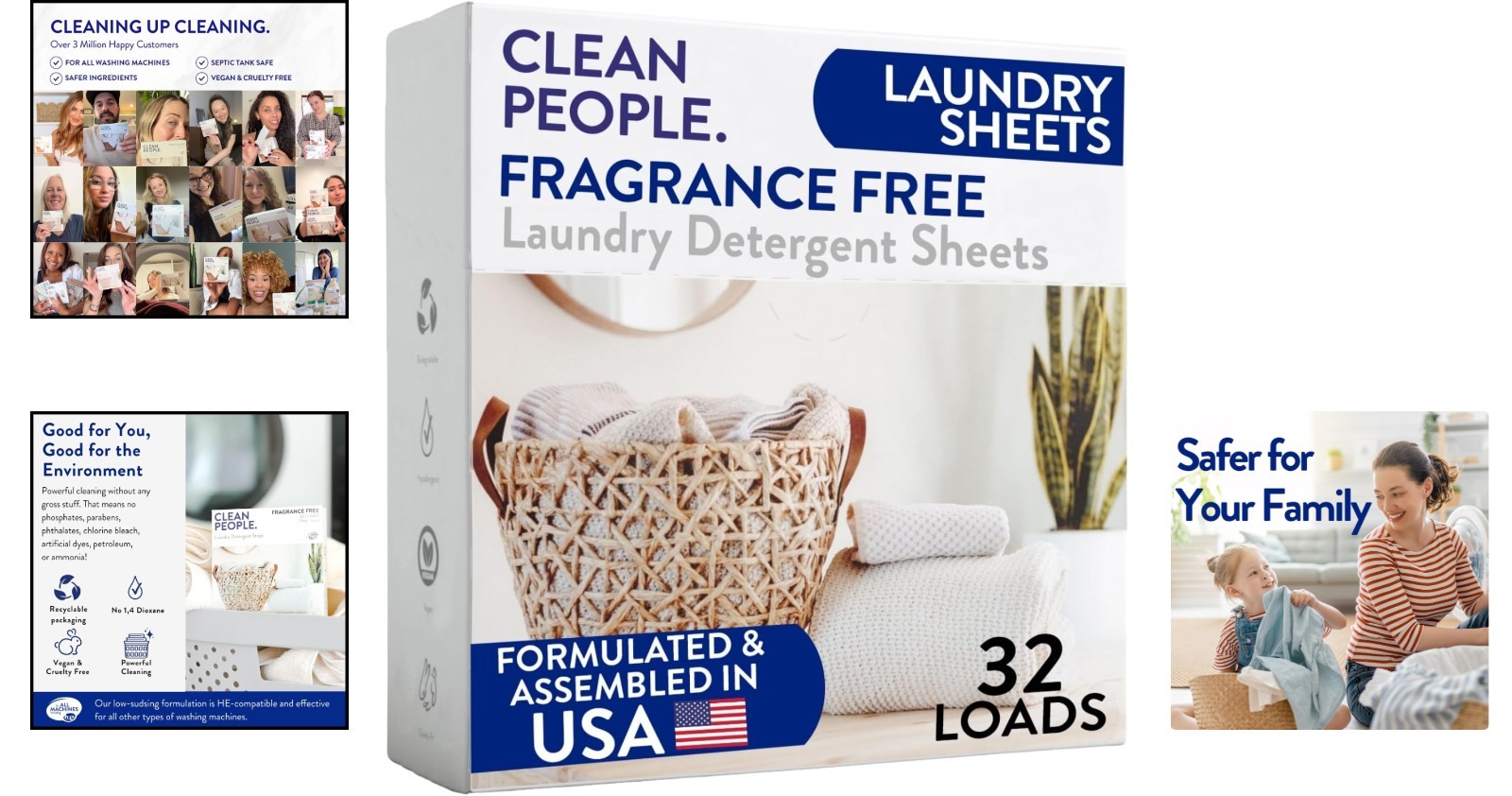 Clean People Fragrance-Free Laundry Sheets – Hypoallergenic & Environmentally…