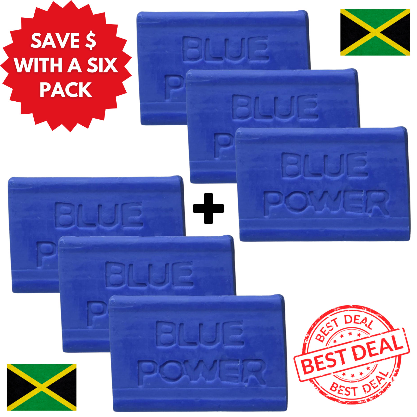 Jamaican Blue Power Laundry Bar Cake Soap- No Bleach (Save money with 6 Soaps!)