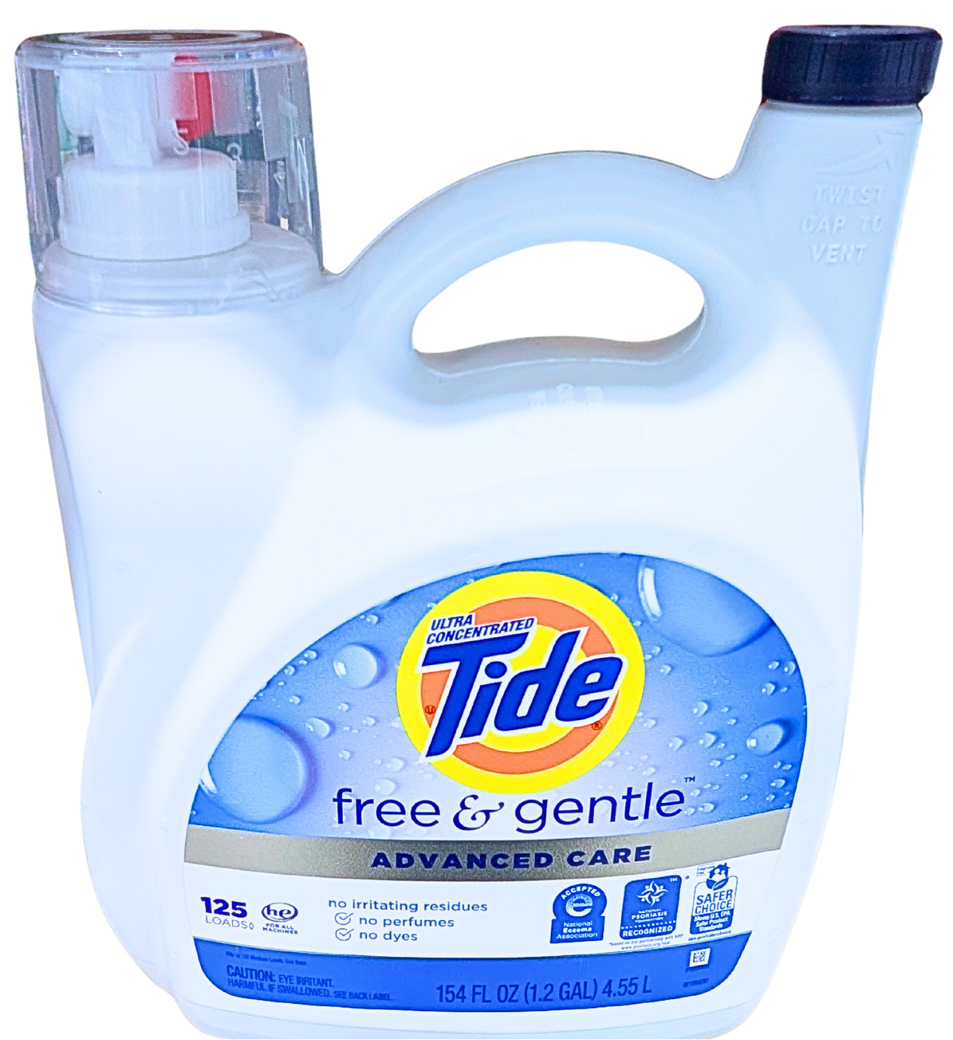 Tide Advanced Care Liquid Laundry Detergent Free & Gentle 154 Ounce 125 Loads