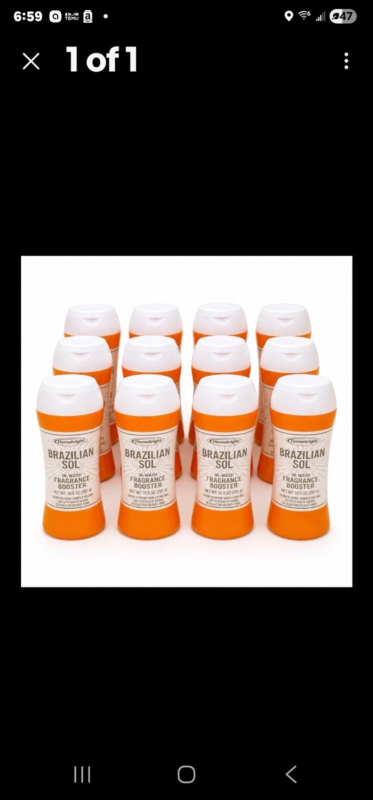 Homebright Brazilian Sol In-Wash Fragrance Booster 10 Pack 10.5 oz Fresh Scent