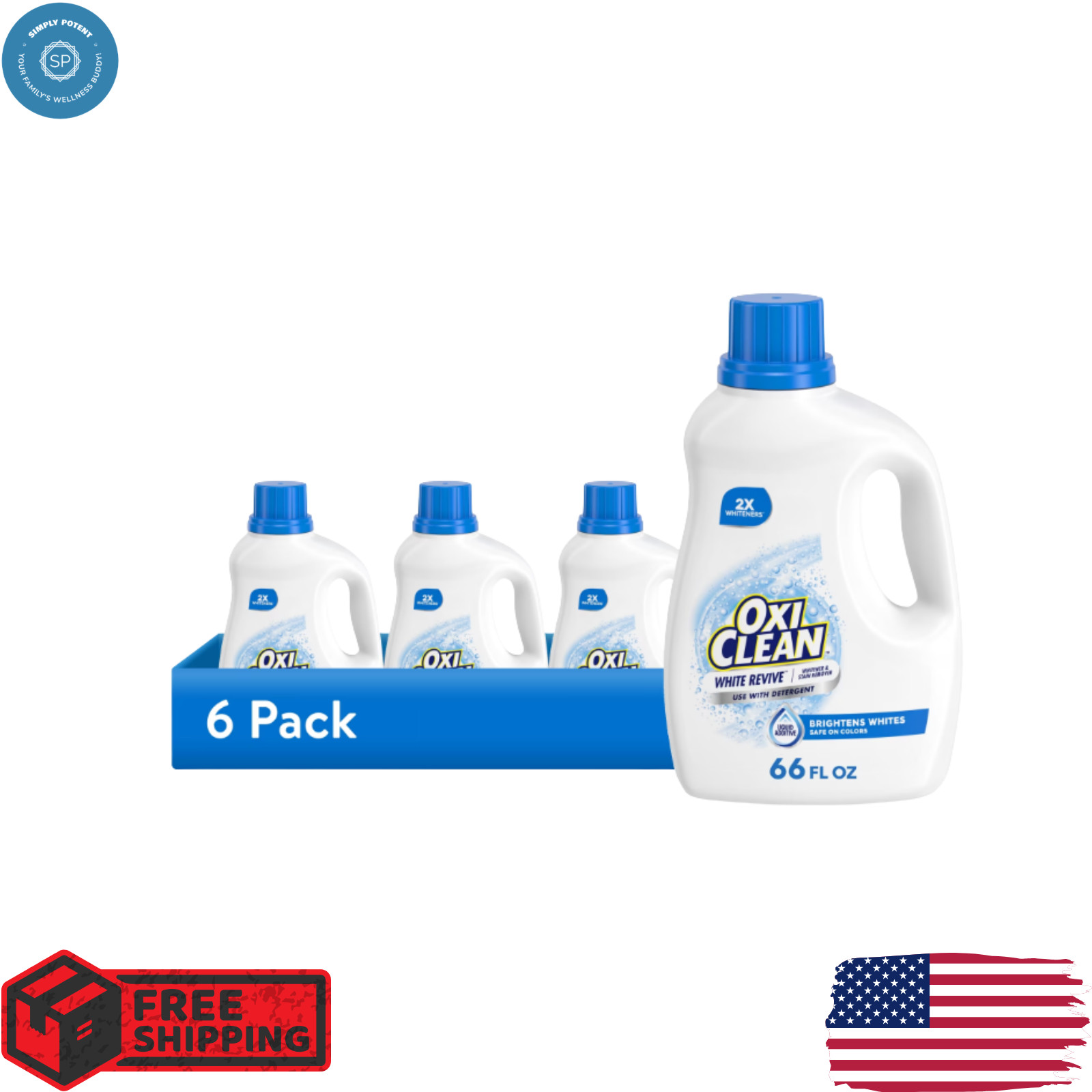 OxiClean White Revive Laundry Whitener and Laundry Stain Remover Liquid,66 fl oz
