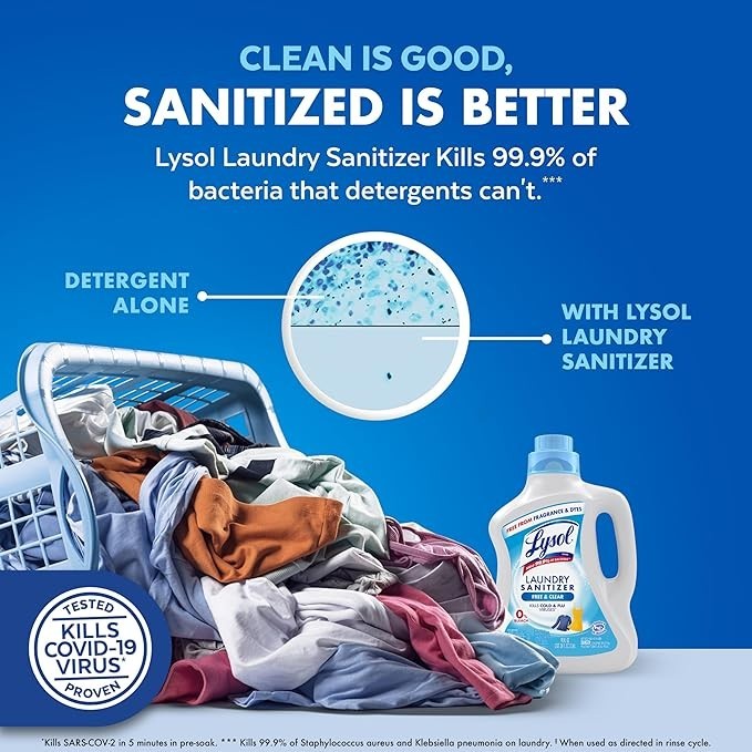 Laundry Sanitizer Additive, Free & Clear, Free from Fragrance and Dyes, 0% Bleac
