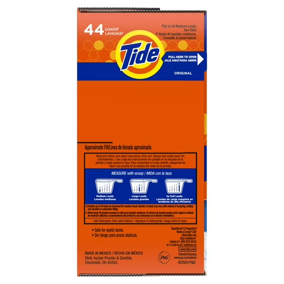Tide Powder Laundry Detergent, Original Scent, 50 oz, 44 Loads free shipping